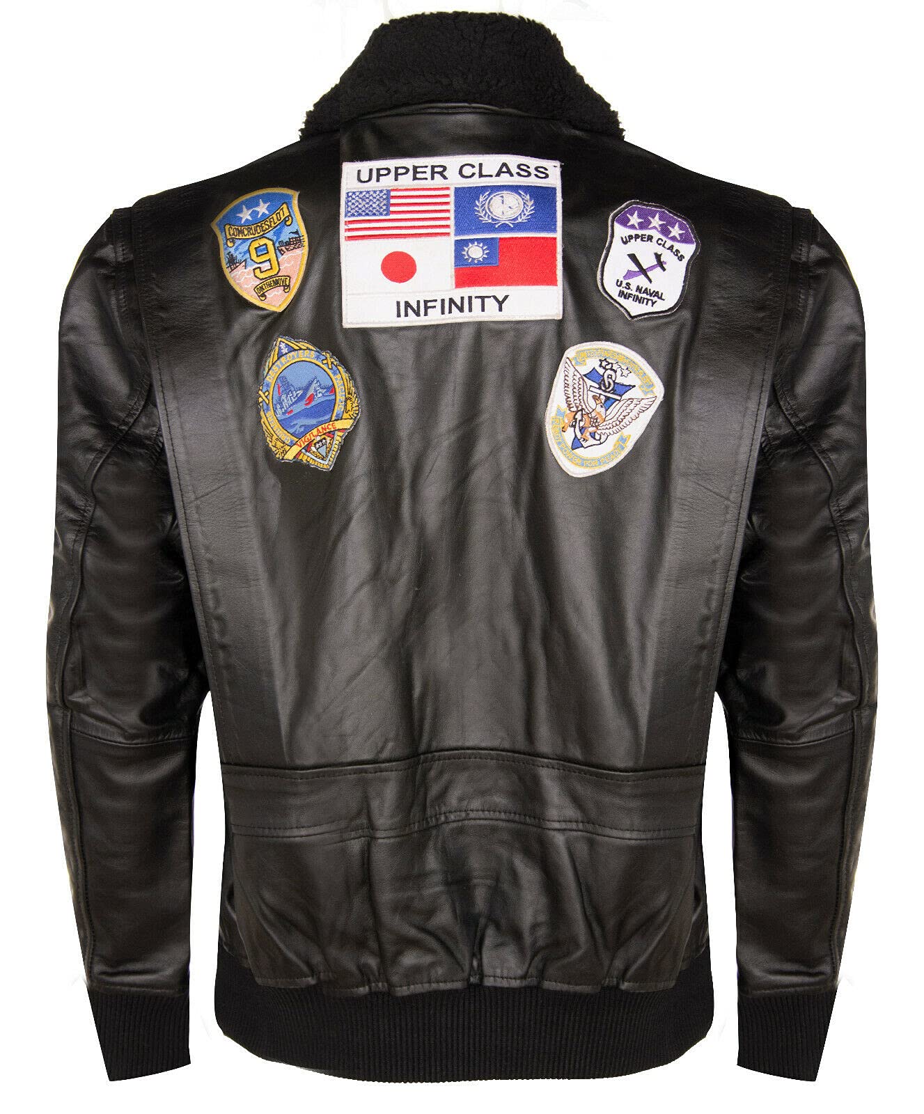 Men's Genuine Leather Bomber Jacket - A2 Flight Jacket with Sheepskin Collar & Military Patches | Vintage Style Outerwear for Pilots, Motorcycle Riders & Casual Wear