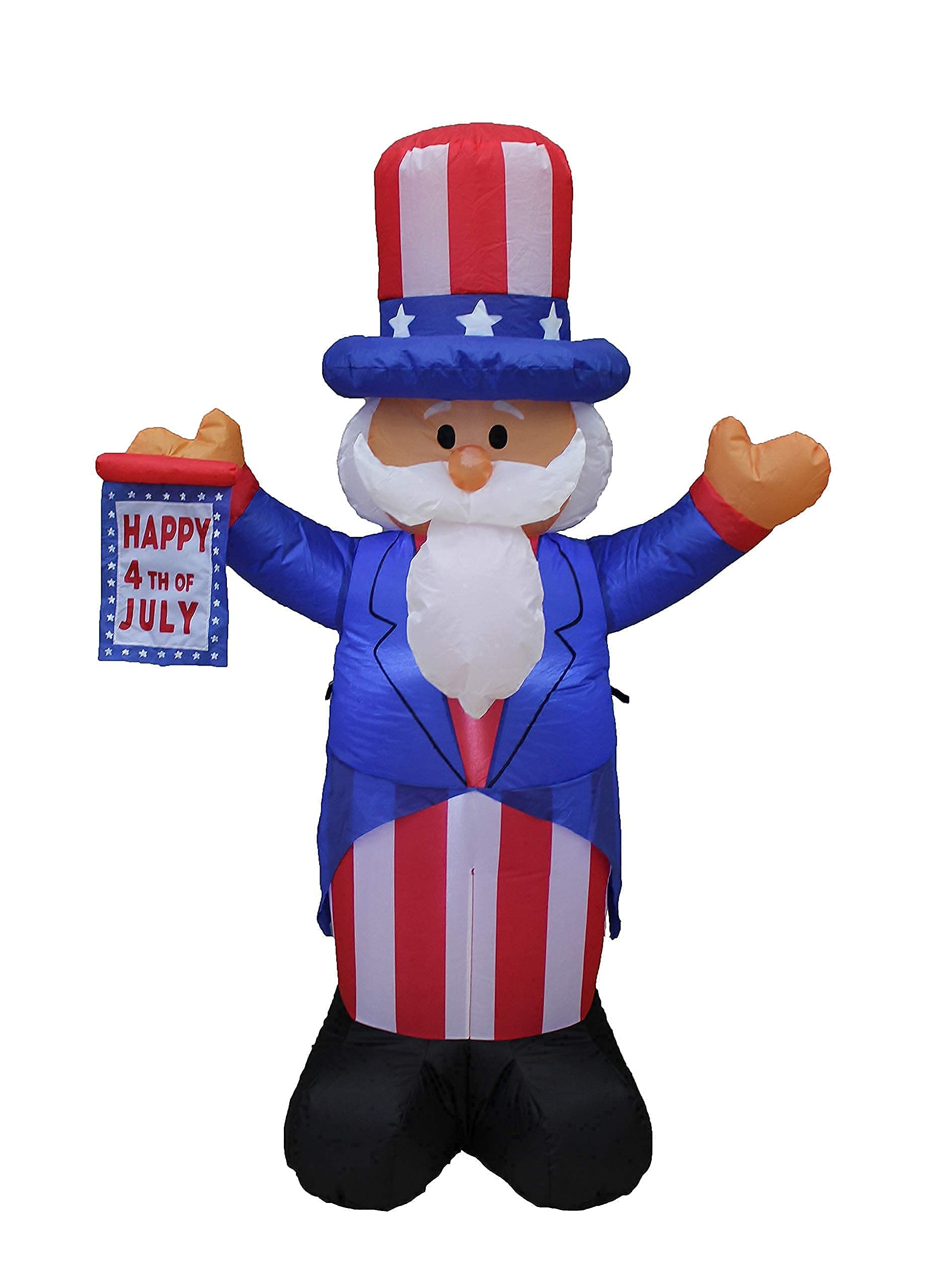 4ft Tall Patriotic Inflatable Uncle Sam, USA Flag Top Hat & Birthday Cupcake Decorations Bundle – Perfect for Independence Day, 4th of July, Memorial Day & Birthday Party Decor