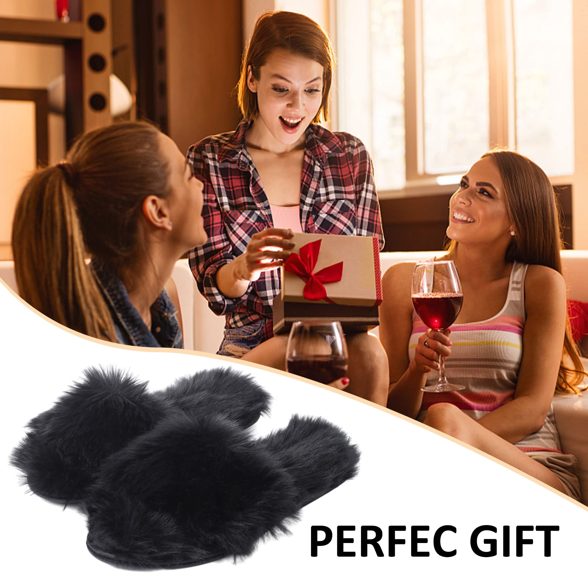 Cozy Fuzzy Open-Toe Slippers for Women - Soft Fluffy House Shoes with Non-Slip Sole | Indoor/Outdoor Wear for Lounge, Yoga & Backyard Relaxation