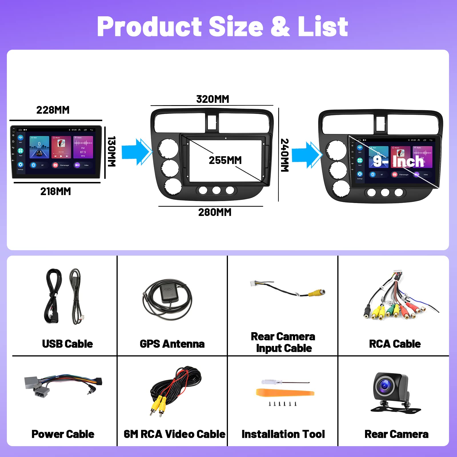 2+64GB Android 13 Car Stereo for Honda Civic 2001-2005 - 9