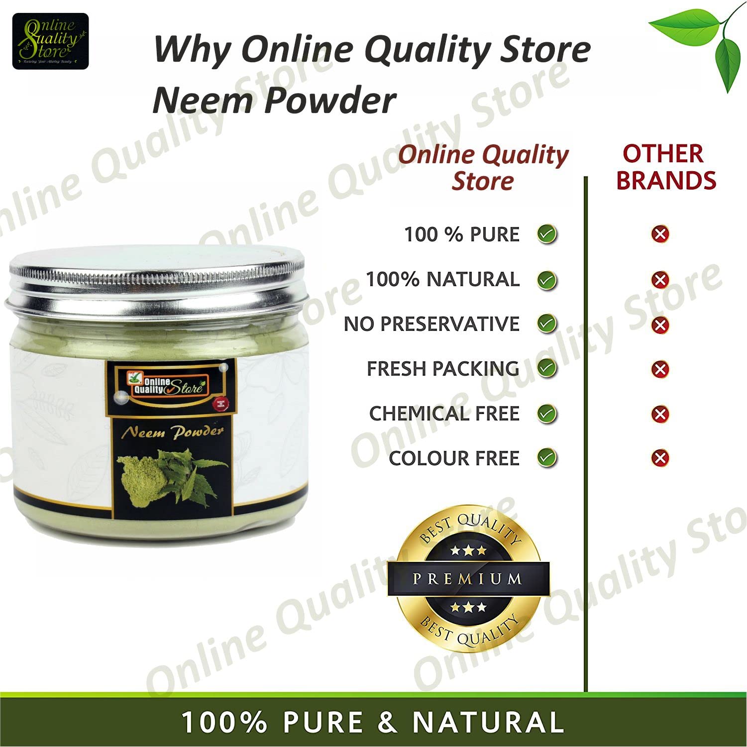 Organic Neem Powder for Face & Skin Care - 150g | Natural Acne Treatment, Brightening & Anti-Aging | Perfect for DIY Face Masks & Skincare Routines