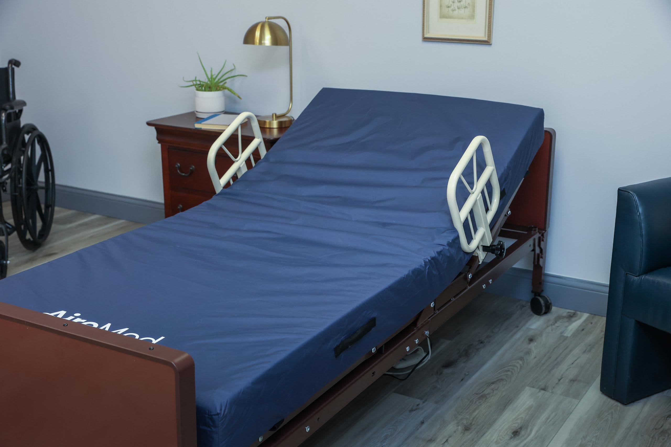 AireMed Bed Assist Rails (Set of 2) - Universal Fit for Most Metal Hospital Beds - Adjustable Safety Rails for Seniors & Elderly Care - Repositioning & Transfer Assistance - Ideal for Home Healthcare & Post-Surgery Recovery (Brown)