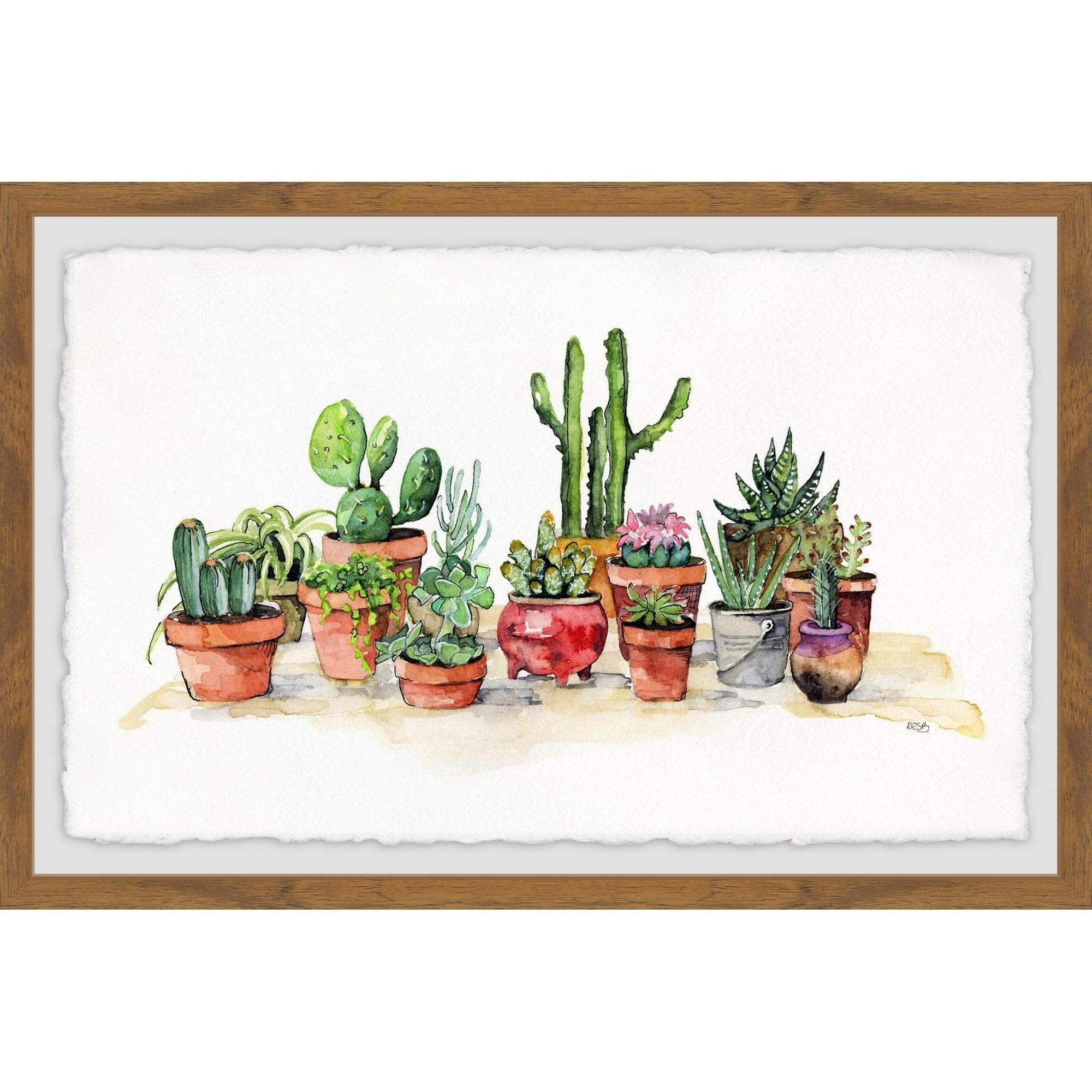 Handmade Potted Plants Framed Print 36x24 - Marmont Hill Wall Art for Living Room, Bedroom & Office Decor