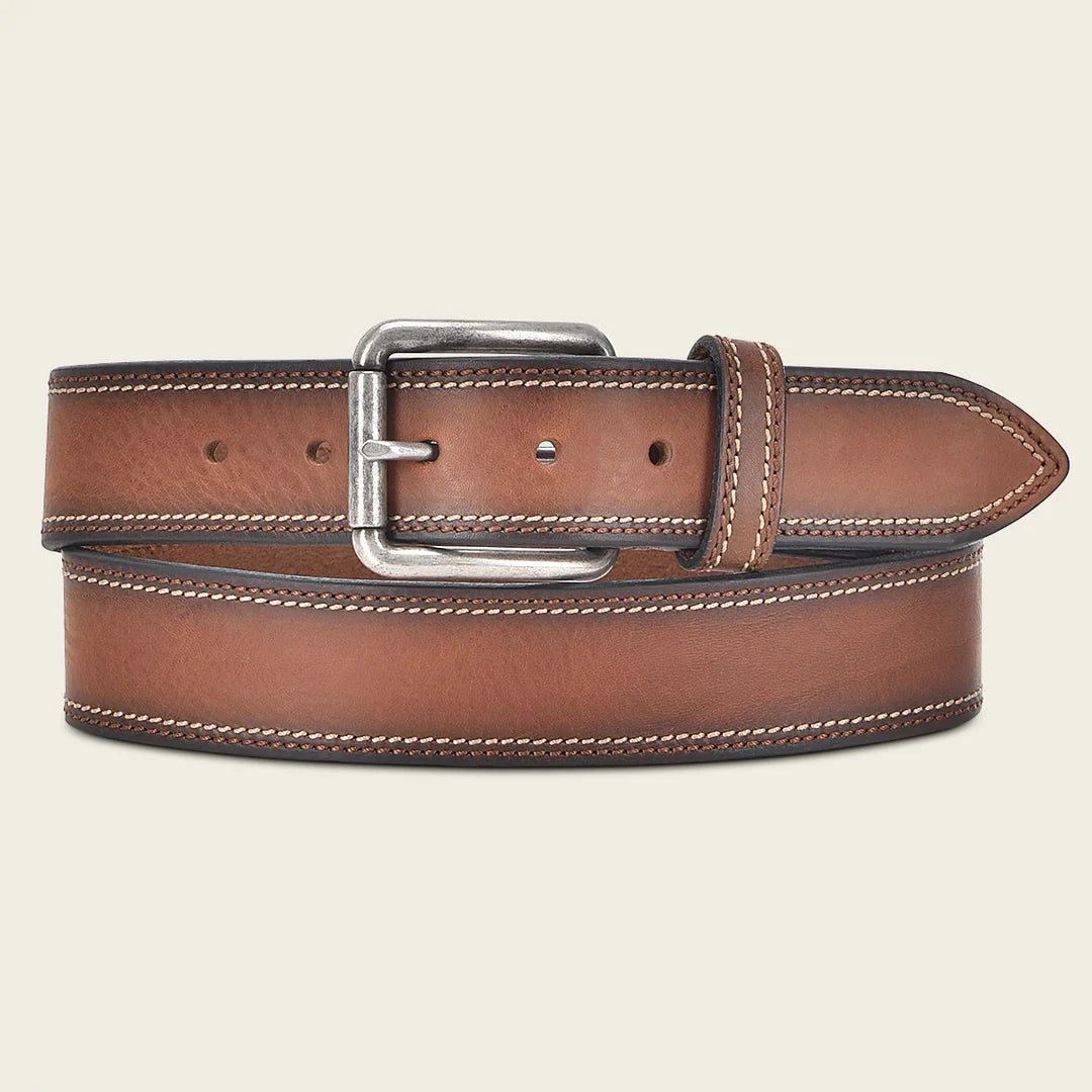 CS41051RS Men's Casual Fashion Cowhide Leather Belt - Stylish & Durable Chocolate Brown Belt for Jeans & Dress Pants | Perfect for Office, Casual Wear & Gifts