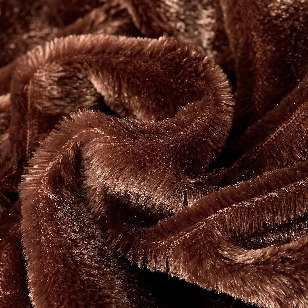 YUSOKI Brown Queen Size Faux Fur Blanket - 90