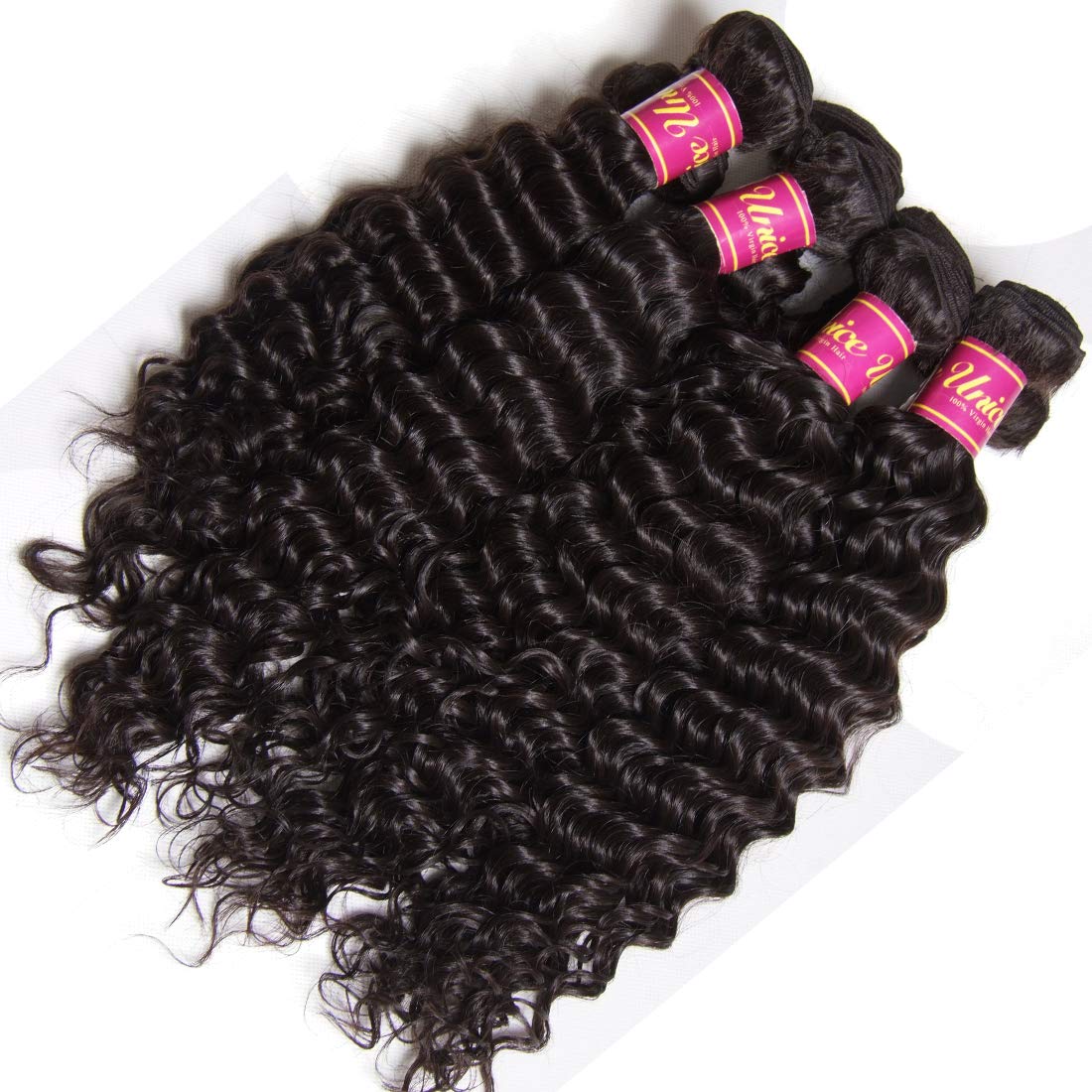 Unice Hair 3 Bundles Brazilian Virgin Human Hair Weaves - 100% Unprocessed Deep Wave Hair Extensions (20 22 24 Inch) Natural Color, Can Be Dyed & Bleached - Perfect for Daily Styling, Special Occasions & Salon Use