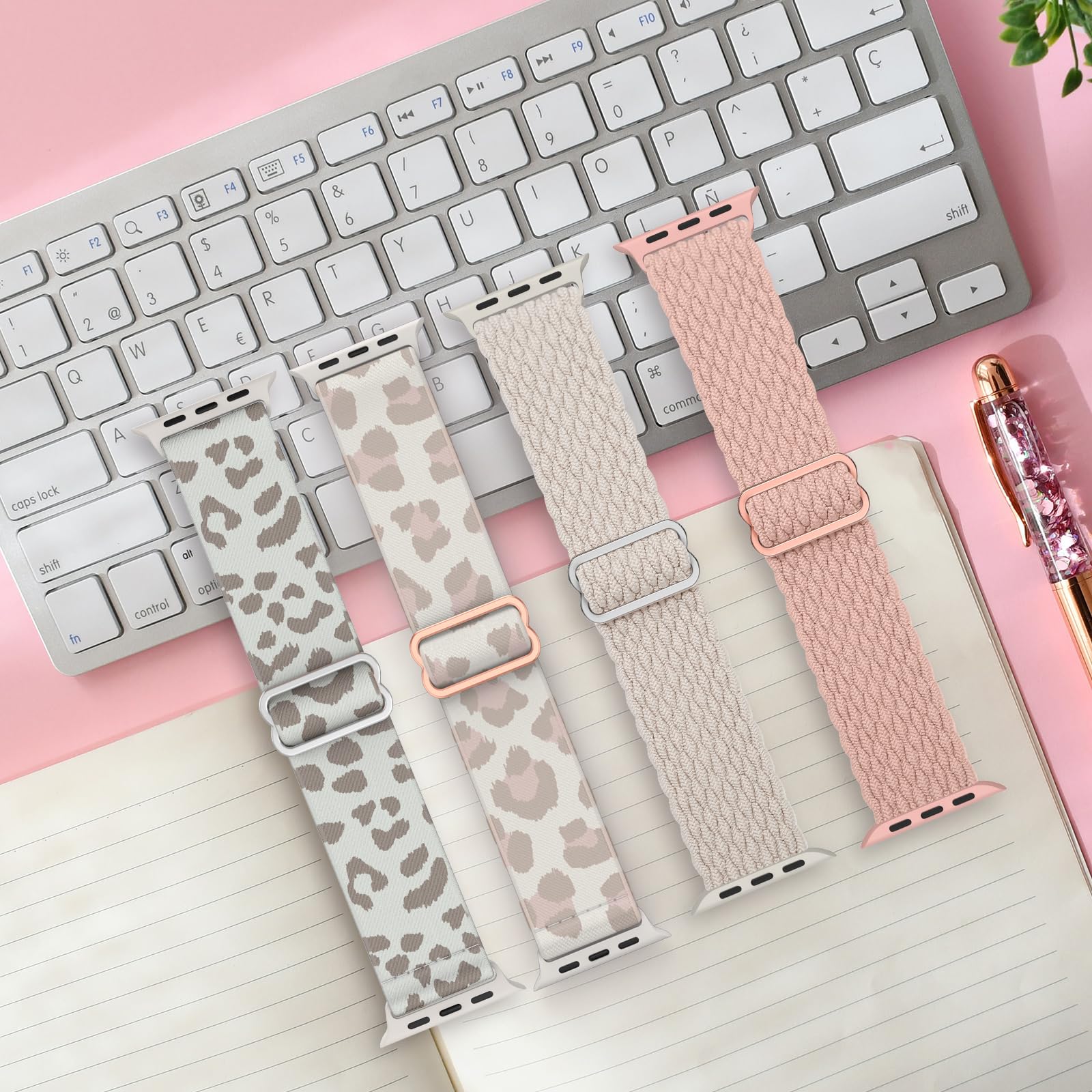 Delidigi Stretchable Nylon Braided Apple Watch Bands for Women - Compatible with iWatch Series 10/9/8/7/6/SE/5/4/3 & Ultra/Ultra 2 (38mm/40mm/41mm/42mm/44mm/45mm/46mm/49mm) - Perfect for Workouts, Running & Everyday Wear