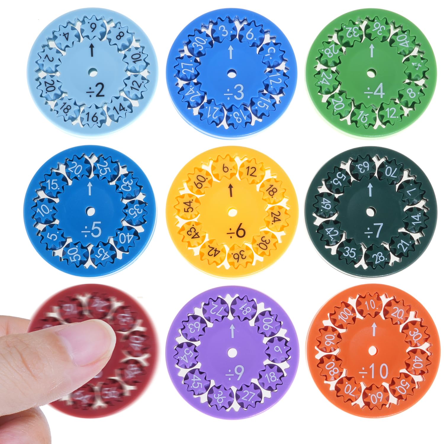 Math Fidget Spinners - Educational Learning Toys for Kids | Addition, Subtraction, Multiplication & Division Practice | Homeschool & Classroom STEM Tools (9-Piece Set) - Perfect for Stress Relief, Focus Aid & Math Games