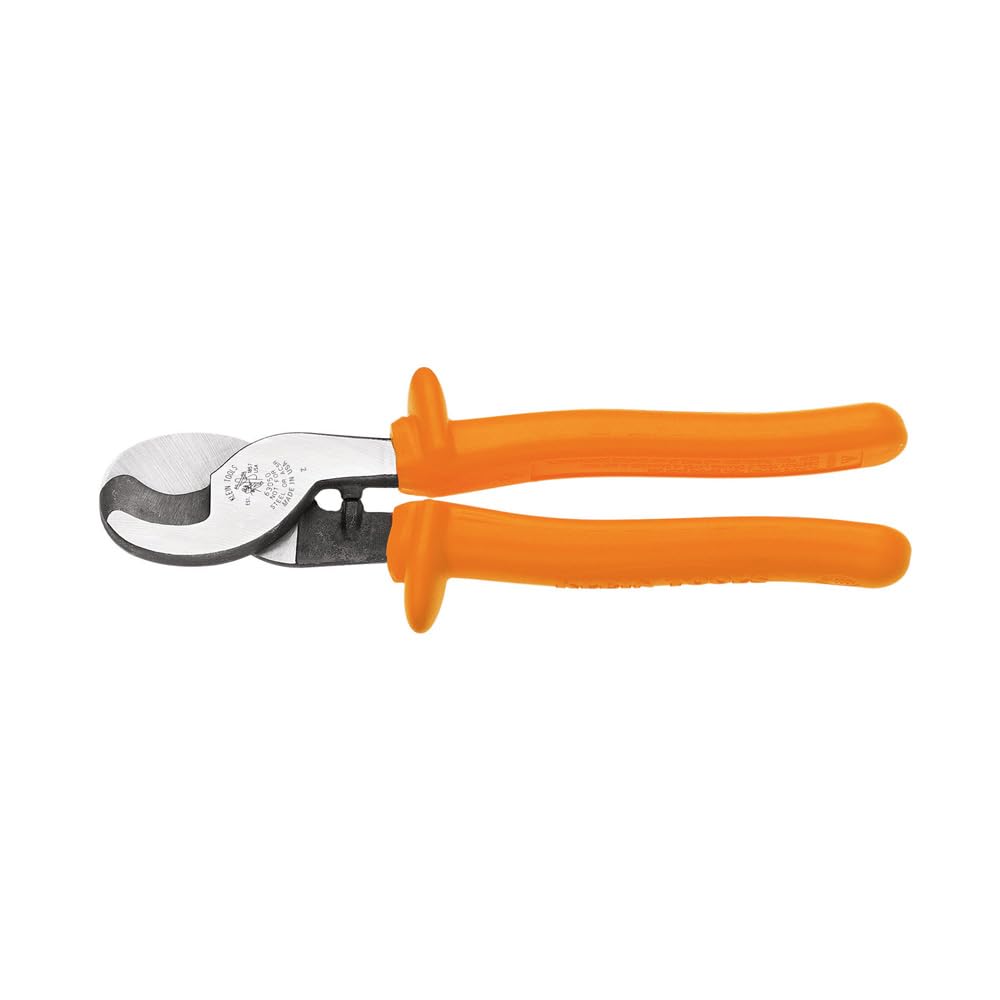 Klein Tools 63050-INS Insulated Cable Cutter - Made in USA - One-Hand Shearing for Aluminum, Soft Copper & Communication Cables - Ideal for Electricians, Telecom & DIY Projects