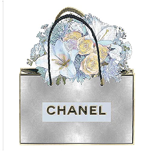 Silver Bag with Aqua Bouquet