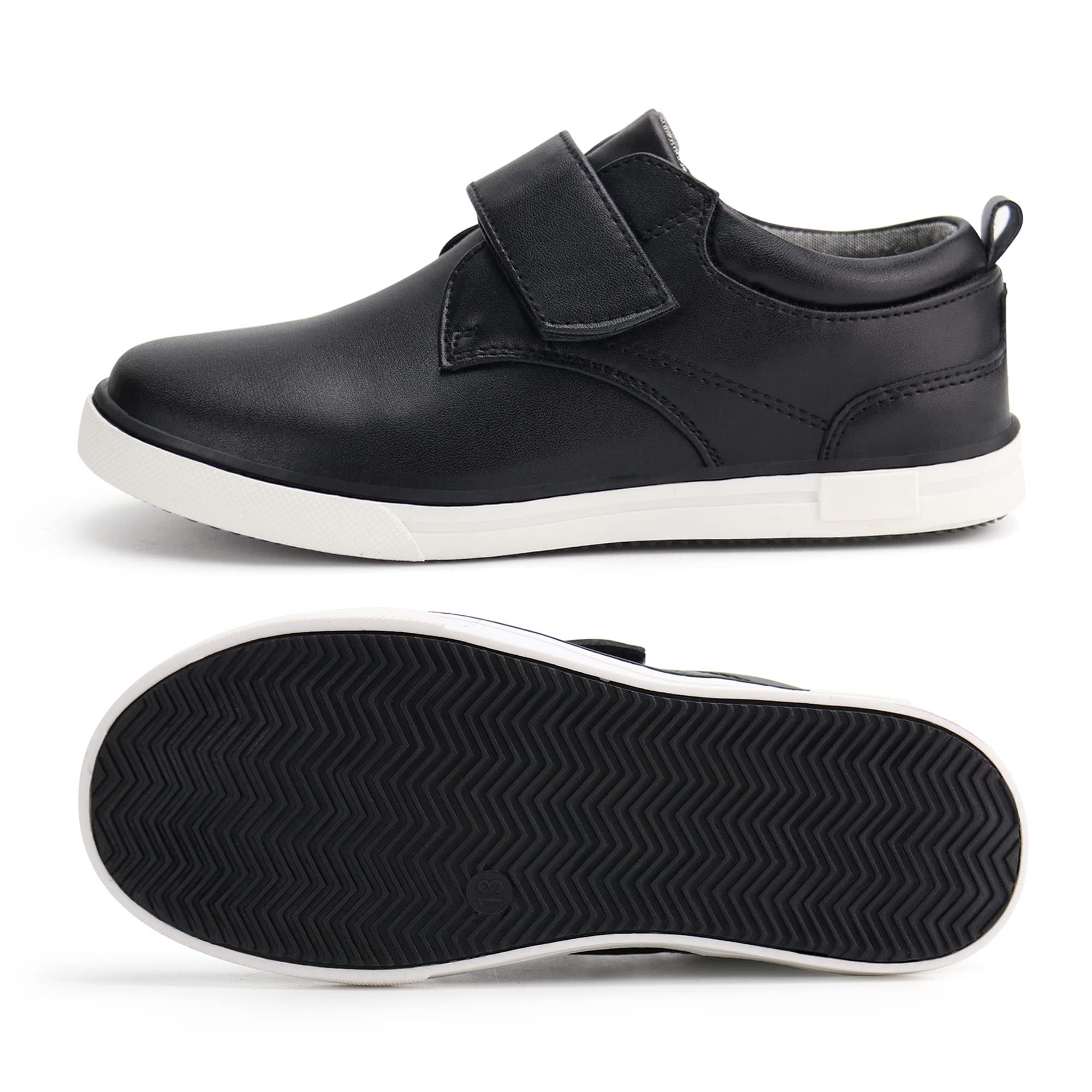 Firelli Boys Loafers - Hook & Loop School Uniform Dress Shoes for Kids | Comfortable Casual Oxford Shoes for School, Church & Special Occasions