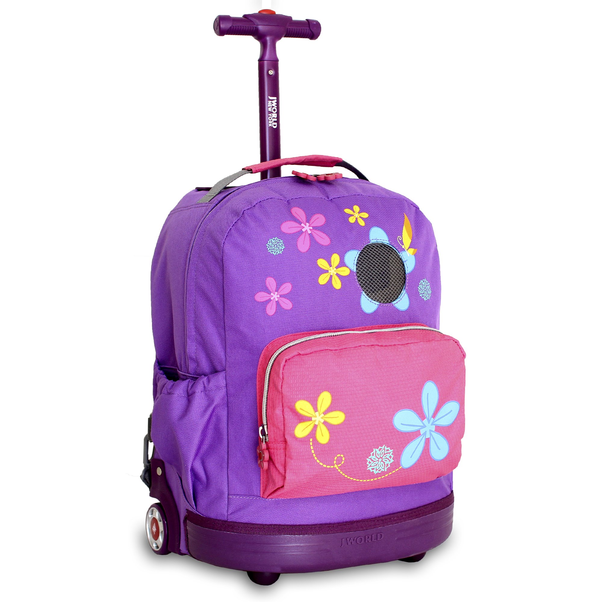 J World New York Daisy Rolling Backpack - Lightweight Wheeled School Backpack for Kids & Teens - Perfect for Travel, School, and Daily Commute