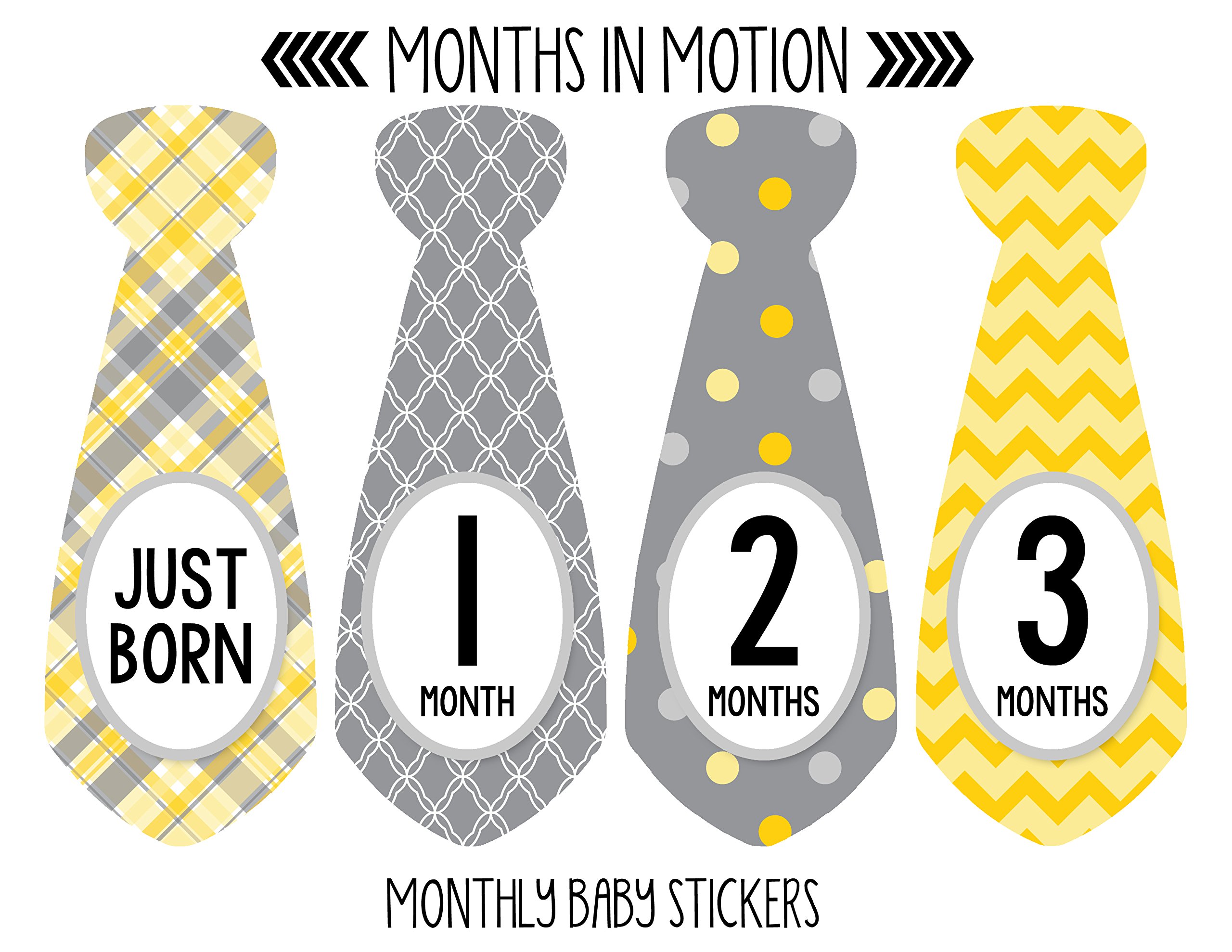 Baby Monthly Milestone Necktie Stickers - Newborn Boy Photo Props - Set of 20 Adhesive Month Stickers for Baby's First Year - Perfect for Monthly Photos, Scrapbooking & Memory Keepsakes