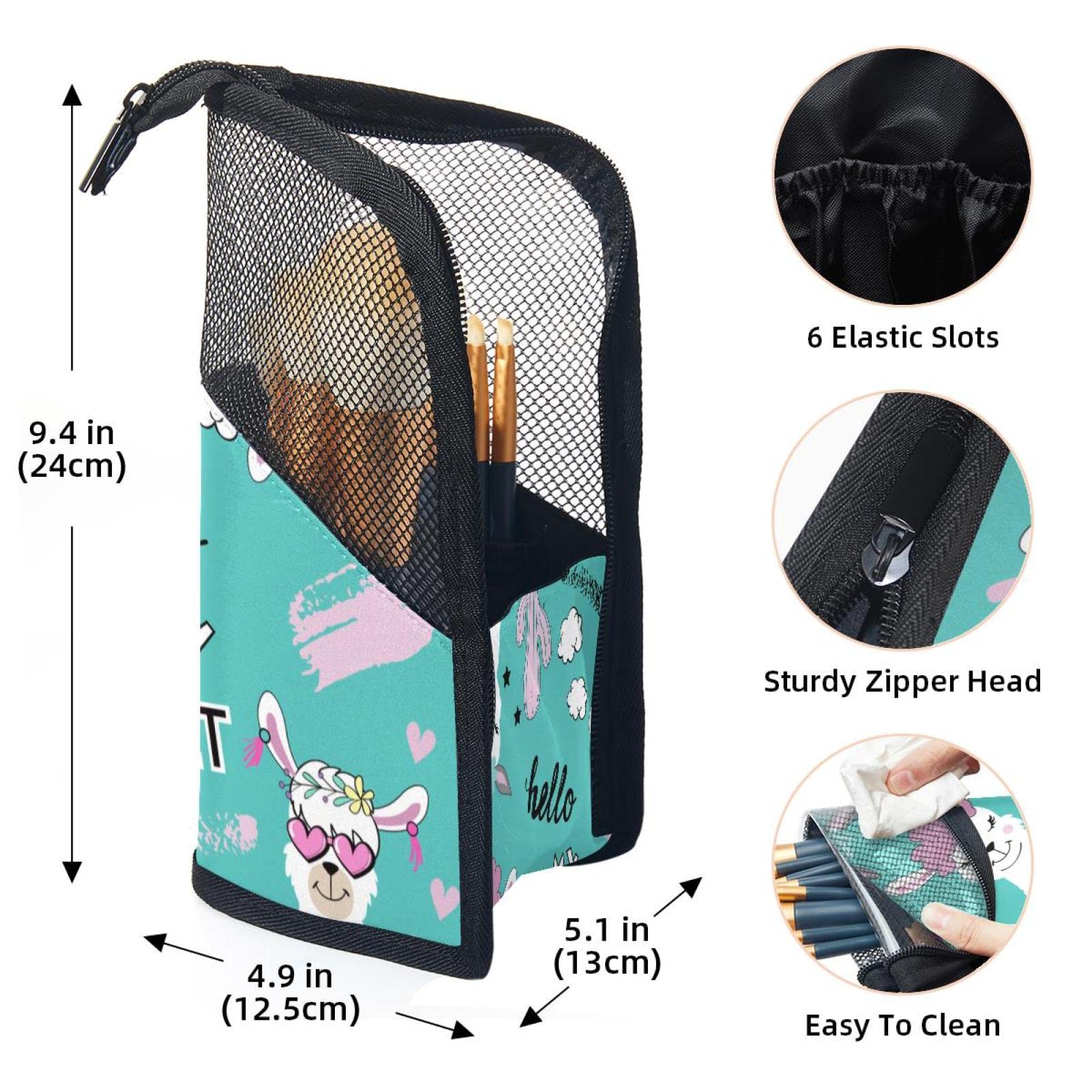 Portable Makeup Brush Organizer Bag with 12 Slots - Hello My Sweet Llama Cosmetic Brush Holder Case - Perfect for Travel, Home Vanity & Professional Makeup Artists