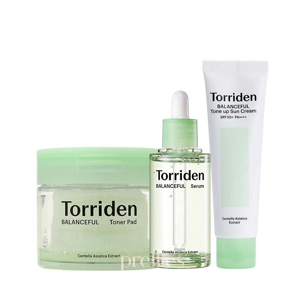 Torriden Balanceful Collection Set - Hydrating Serum, Exfoliating Toner Pads & SPF Sun Cream for Daily Skincare Routine | Perfect for Oily, Combination & Sensitive Skin Types