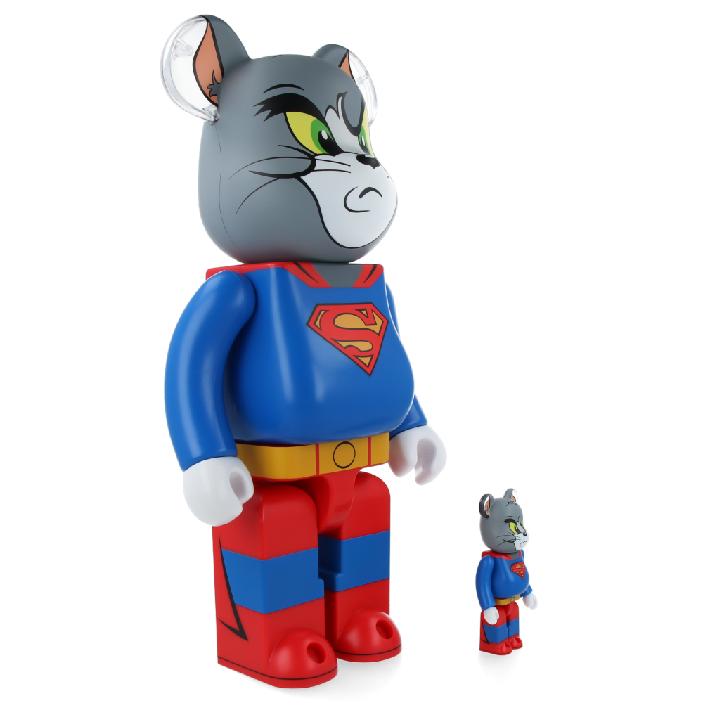 Tom and Jerry as Superman Bearbrick 400% & 100% Collectible Vinyl Art Toy - Perfect for Anime Fans, Home Decor, and Gift Giving
