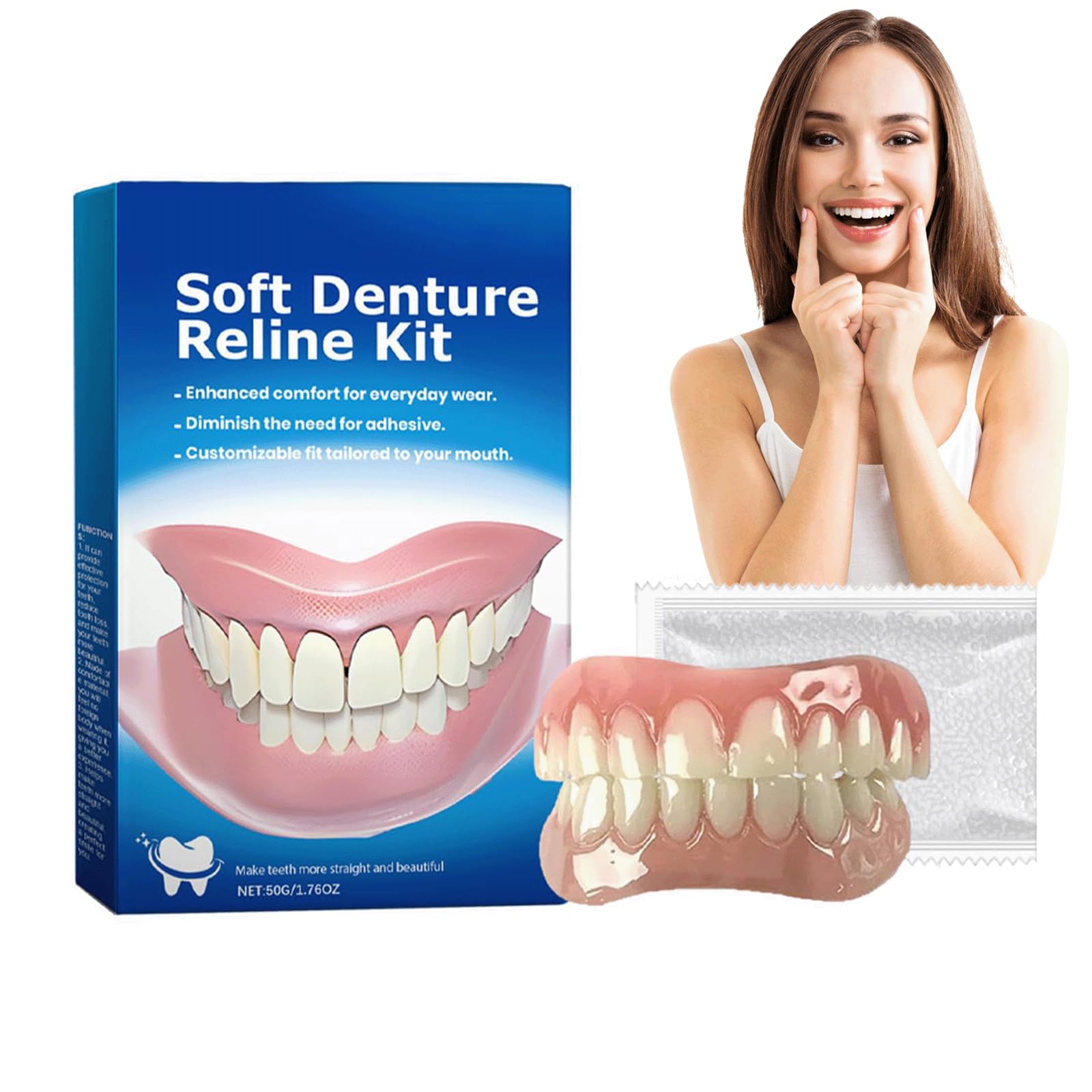 GreatFit Denture Silicone Reline Kit - Soft Upper & Lower Veneers for Women & Men | DIY Denture Repair & Comfort Solution | Perfect for Travel, Daily Use & Emergency Dental Care (1 Set)