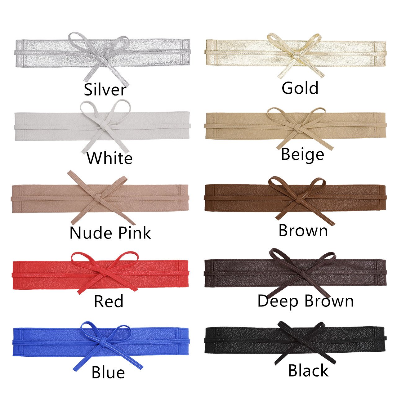 Ayliss Women's Soft PU Leather Obi Belt - Self-Tie Wrap Cinch Belt with Fashion Bowknot - Adjustable Waistband for Dresses & Jumpsuits - Perfect for Weddings, Office Wear & Casual Outfits