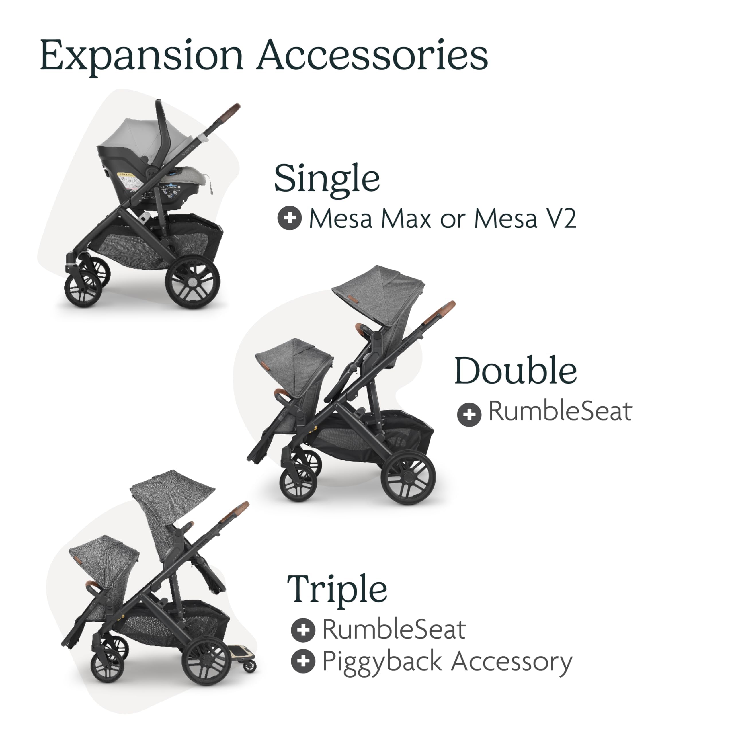 Vista V2 Stroller - Convertible Single to Double System with Bassinet, Toddler Seat, Bug Shield, Rain Cover & Storage Bag - Theo (Dark Taupe/Silver Frame/Chestnut Leather) - Perfect for Newborns, Twins & Everyday Family Outings