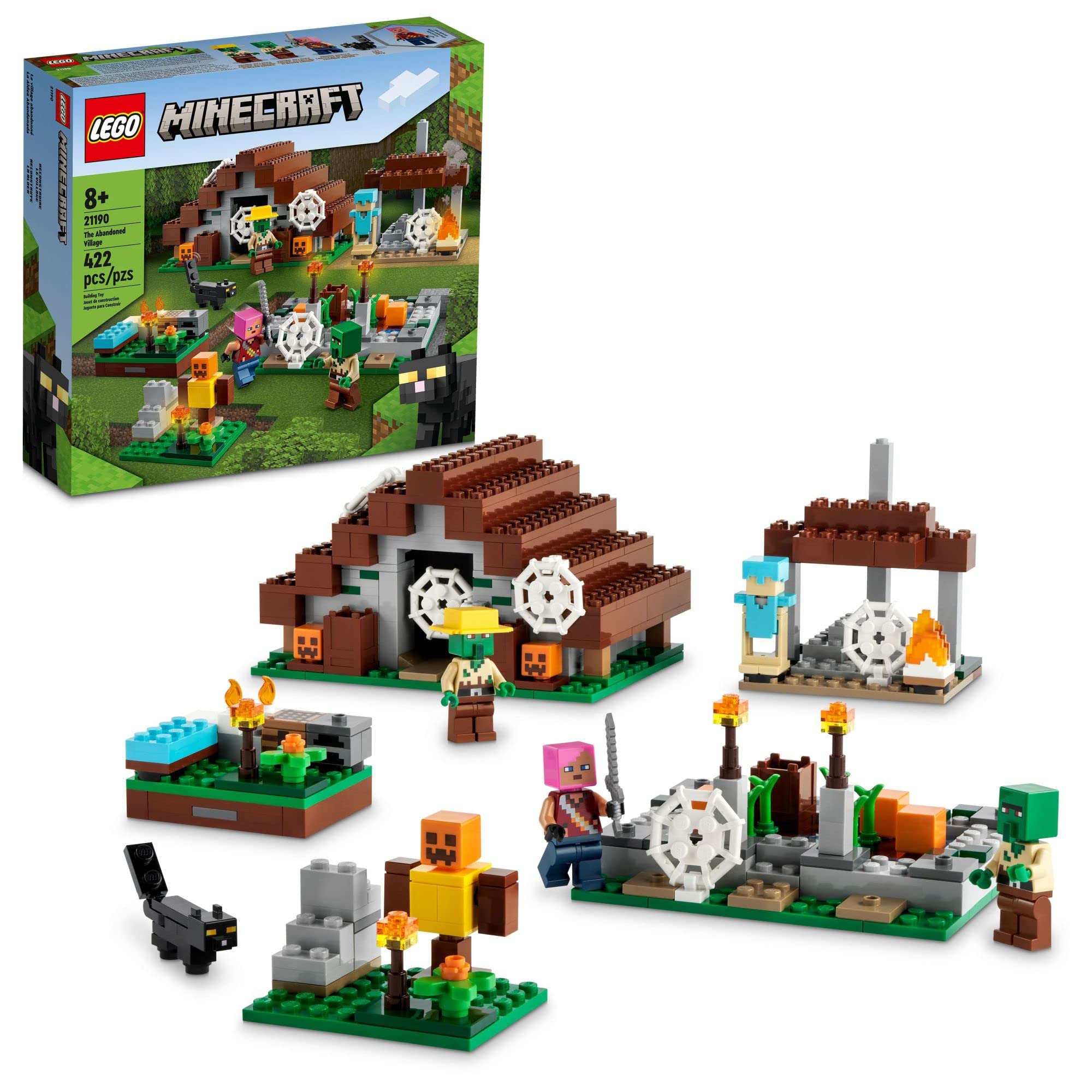 LEGO Minecraft The Abandoned Village Building Kit 21190 - Creative Construction Toy Set with Zombie & Hunter Figures for Kids Ages 8+ | Perfect Gift for Boys & Girls | Fun for Minecraft Game Fans & Collectors | Great for Playtime, Birthday Gifts & Creative Building Scenes