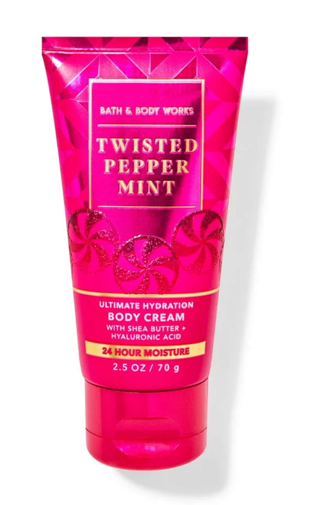 Bath and Body Works Travel Size Body Cream - 2.5 Oz 24-Hour Moisturizing Lotion for Dry Skin, Twisted Peppermint Scent | Perfect for On-The-Go Hydration, Gym Bags, Office Desk & Holiday Gifts