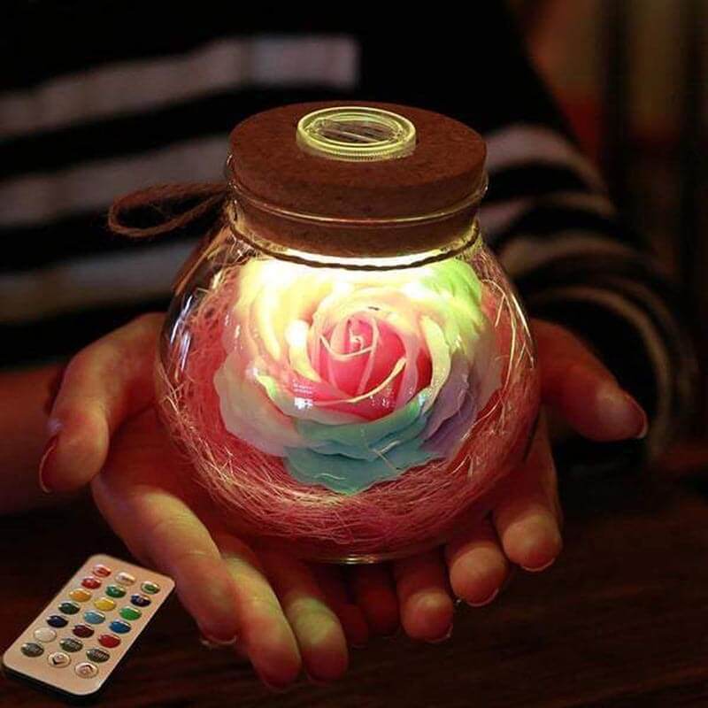 Romantic Illuminated Rose Light with Remote Control - Perfect for Valentine's Day Gifts, Wedding Decor, and Bedroom Night Light