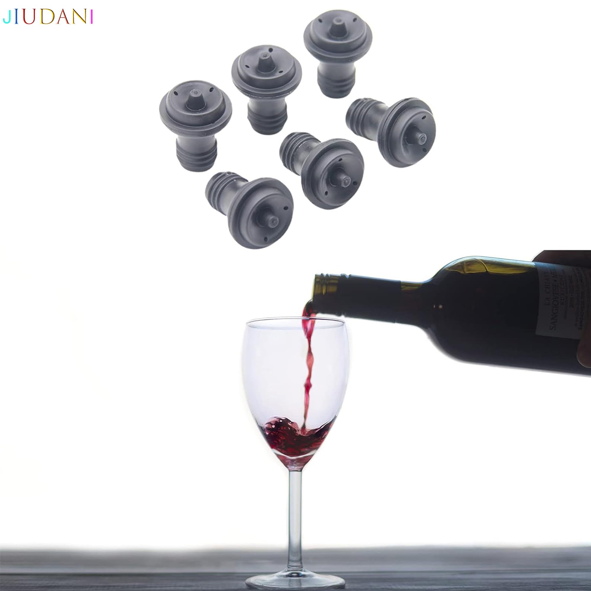 6-Pack Wine Vacuum Stoppers - Premium Rubber Wine Bottle Corks for Wine Saver Pumps | Preserves Wine Freshness & Flavor | Ideal for Home Bars, Restaurants & Wine Cellars