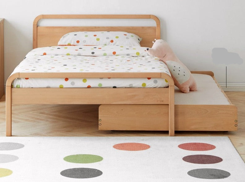Solid Beech Wood Space-Saving Bunk Bed with Guardrails - Sturdy Twin Over Twin Loft Bed for Kids & Teens - Perfect for Small Bedrooms, Guest Rooms & Dormitories