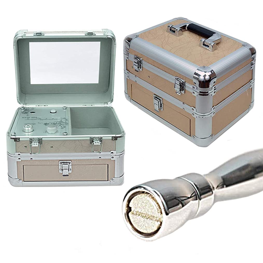 Portable Vacuum Microdermabrasion Machine for Face - At Home Spa Skin Care Kit with Mirror (Peach Color) | Exfoliate & Rejuvenate Skin for Glowing Complexion - Perfect for Home Use, Travel & Gifts