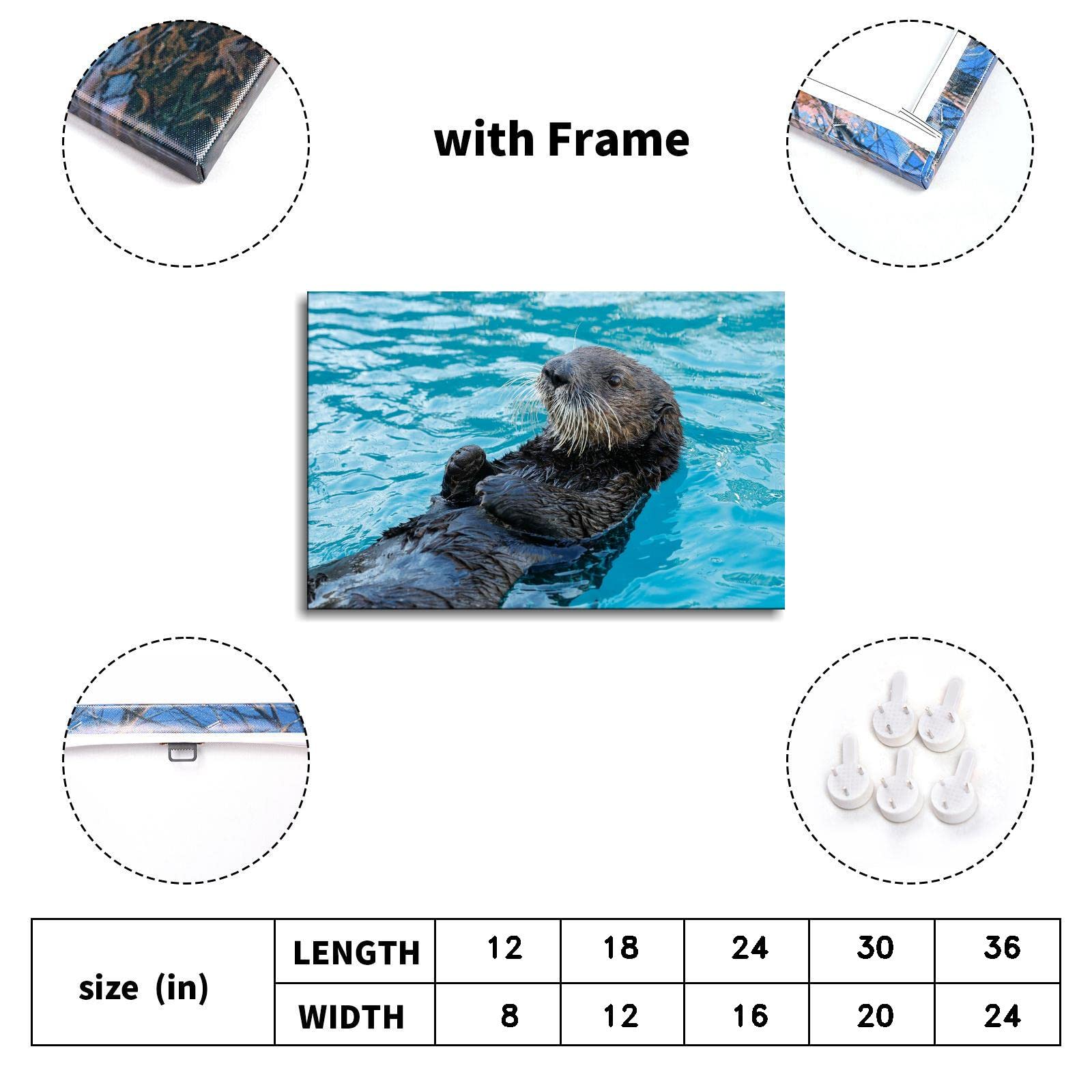 Otter Canvas Prints - Modern Wall Art Decor for Home, Office & Kids Room - Framed Animal Posters 18x12 Inches - Perfect for Living Room, Bedroom & Nursery Decor
