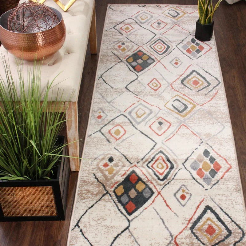 Southwestern Geometric Indoor Area Rug or Runner Rug - Boho Chic Home Decor for Living Room, Bedroom, or Entryway