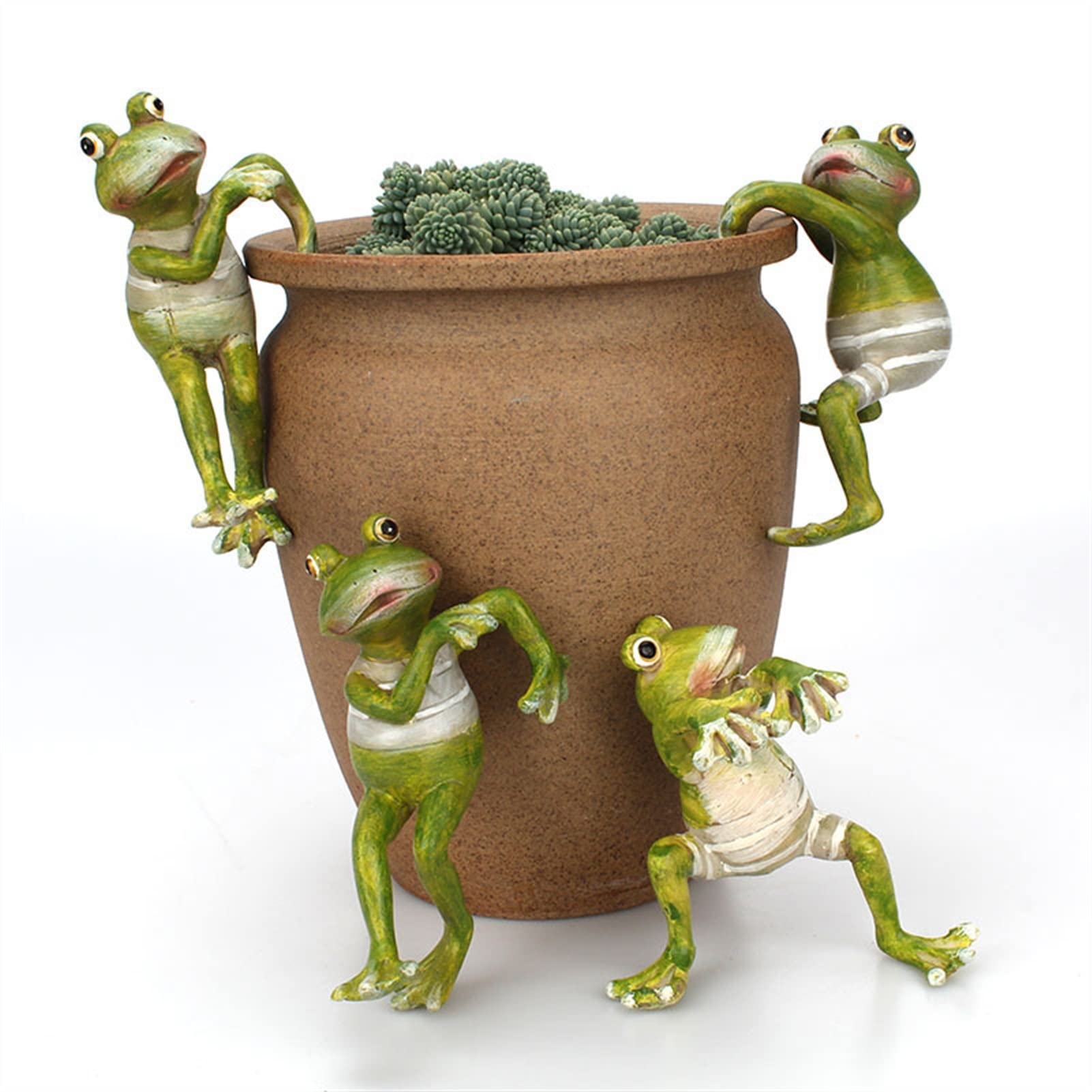 WEIZIWF 4Pcs Frog Planter Pot Hangers - Resin 3D Climbing Frog Decorations for Flower Pots, Creative Animal Figurines for Office Desk, Home Garden, Lawn & Landscaping - Perfect for Indoor Plant Decor and Outdoor Garden Ornaments