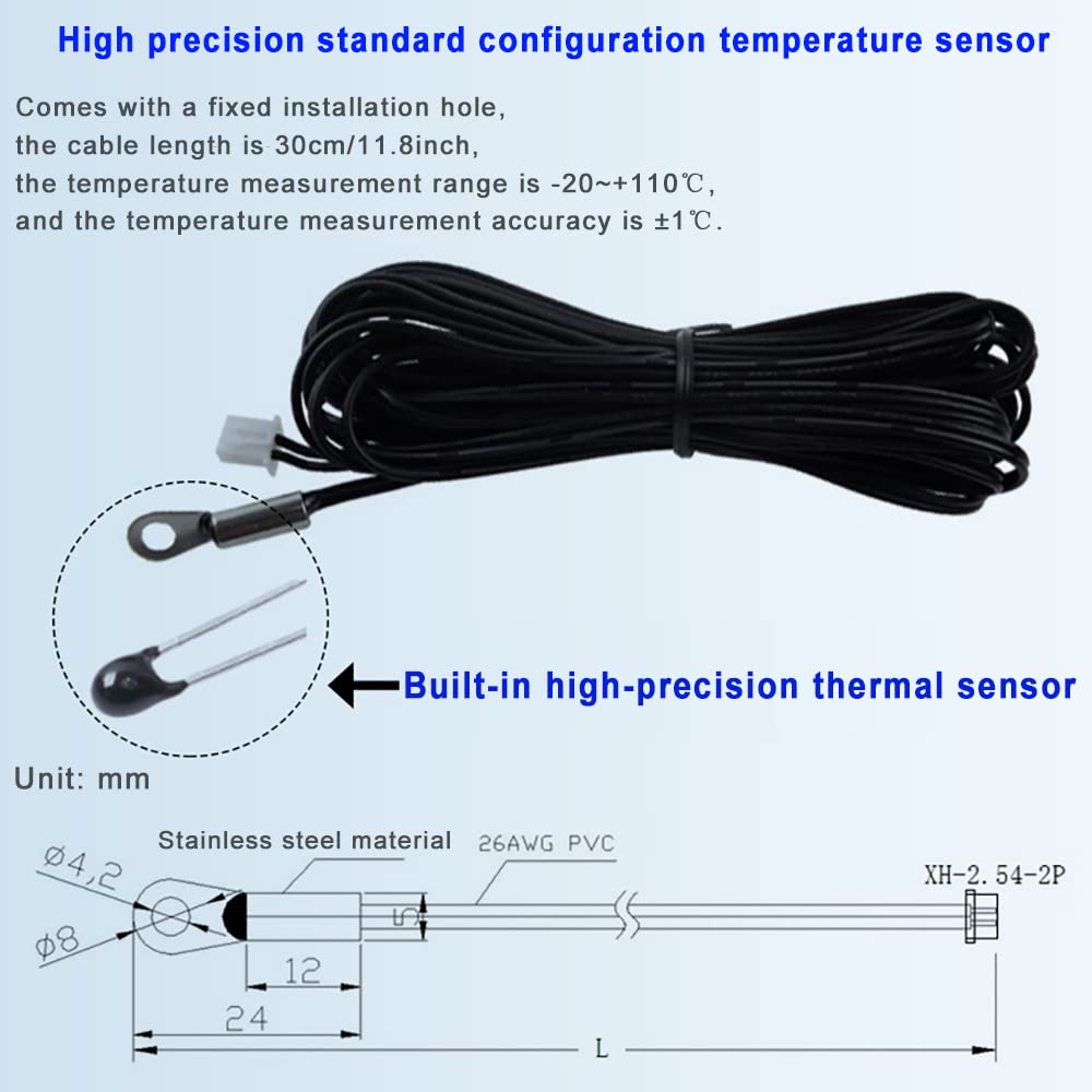 12V 24V 4A 2-Way Adjustable PWM Fan Speed Controller - Automatic PC CPU Case Fan Temperature Governor with Sensor for 2/3/4-Wire DC Fans - Perfect for Computer Cooling, Gaming Rigs & Server Cabinets