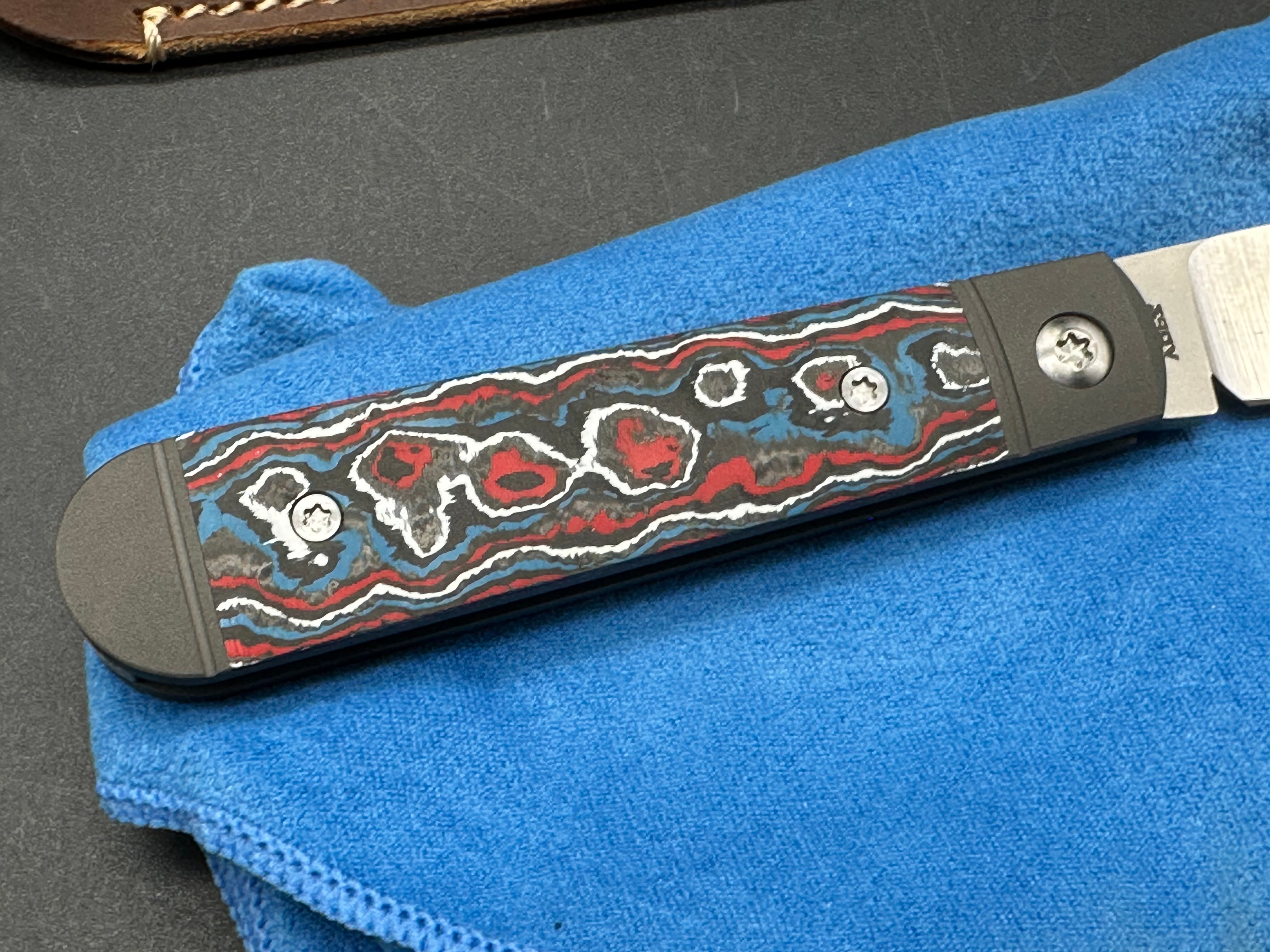 Jack Wolf Knives Little Bro Jack Fat Carbon Nebula Folding Pocket Knife - EDC, Outdoor, Camping & Survival Gear