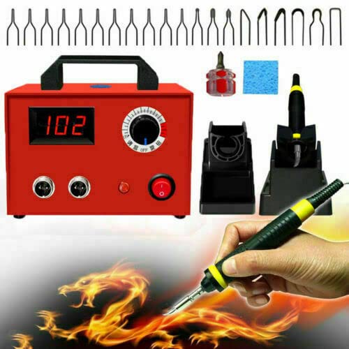 ELEOPTION 110V Wood Burning Kit - Dual Pen Pyrography Tool with 2 Pen Holders, Laser Engraving Machine for DIY Crafts & Woodworking Projects - Perfect for Wood Burning Art, Leather Branding & Home Decor Projects
