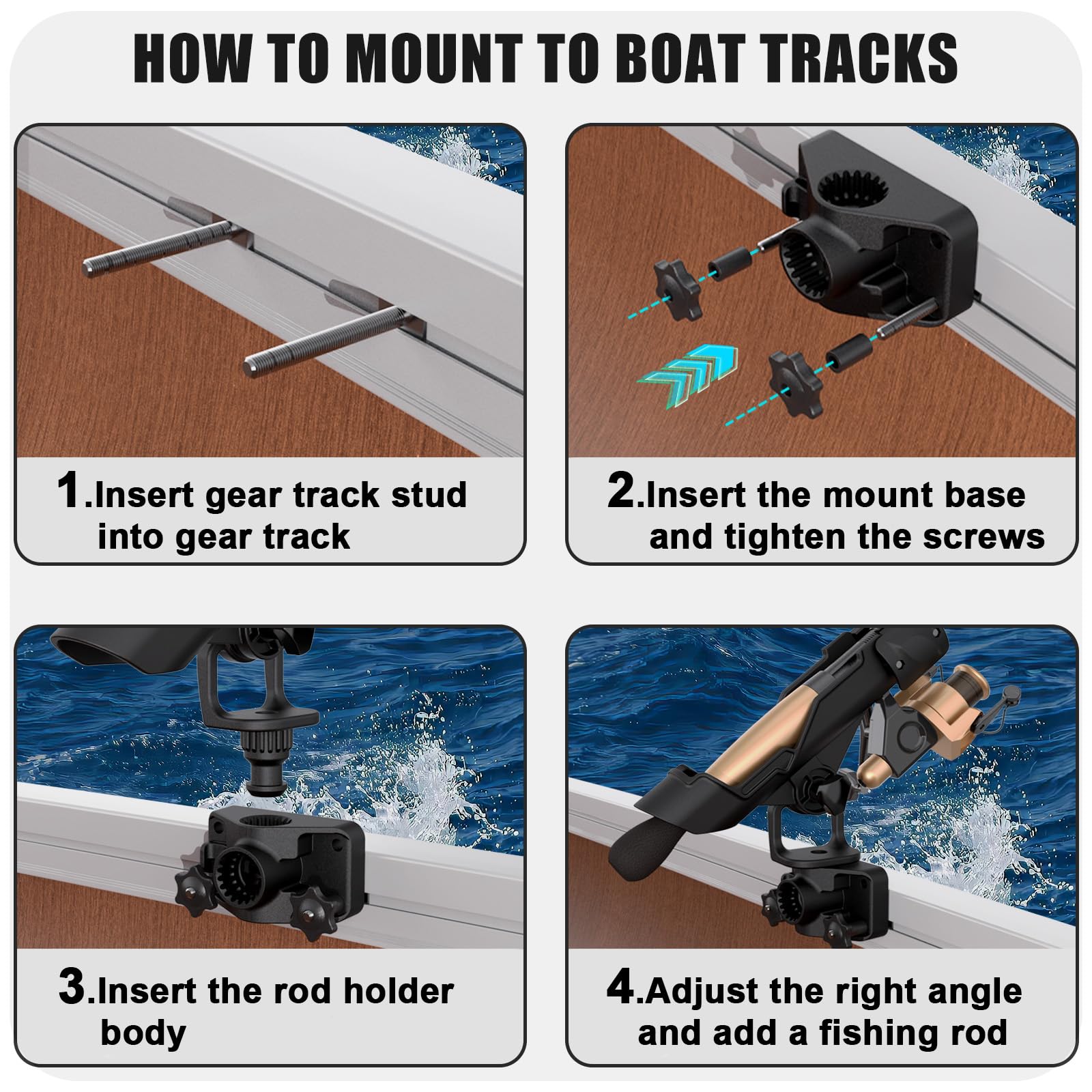Adjustable 360° Fishing Rod Holders for Boats - Combo Mount Fishing Pole Holders & Rack | Perfect for Saltwater, Freshwater & Offshore Fishing