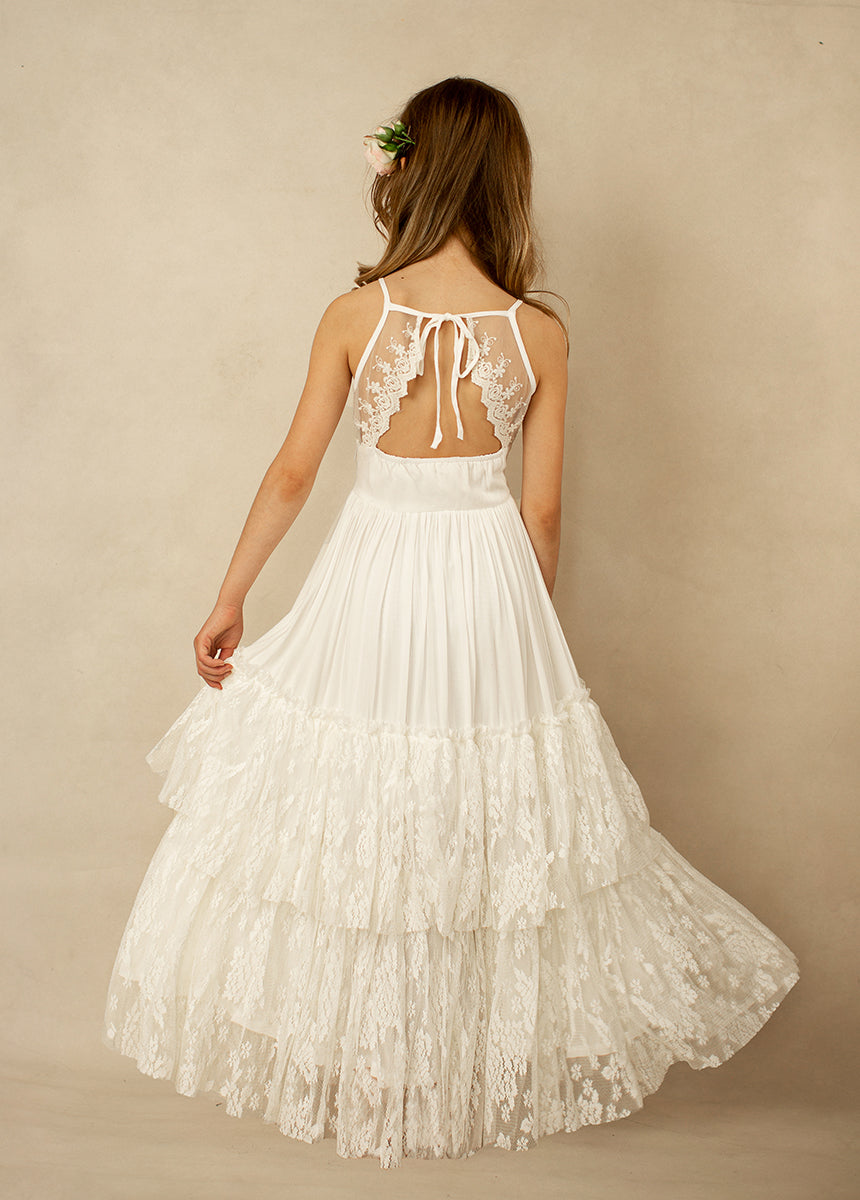 Catrin Cream Flower Girl Dress for Weddings & Special Occasions – Elegant & Comfortable Kids Formal Wear