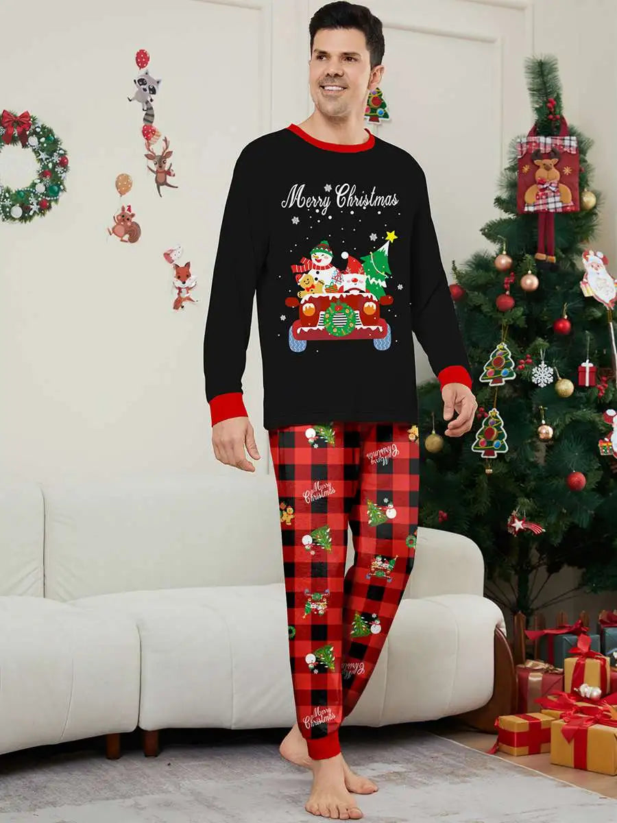 Printed Christmas Matching Family Pajamas Set - Cozy Holiday PJS for Family Photos & Christmas Morning