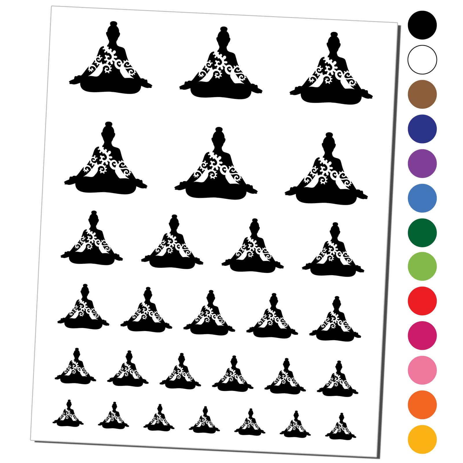 Waterproof Fake Temporary Tattoo Set - Siddhasana Yoga Pose Body Art Collection (Black, 1 Sheet) | Perfect for Yoga Enthusiasts, Meditation Practitioners & Festival Goers