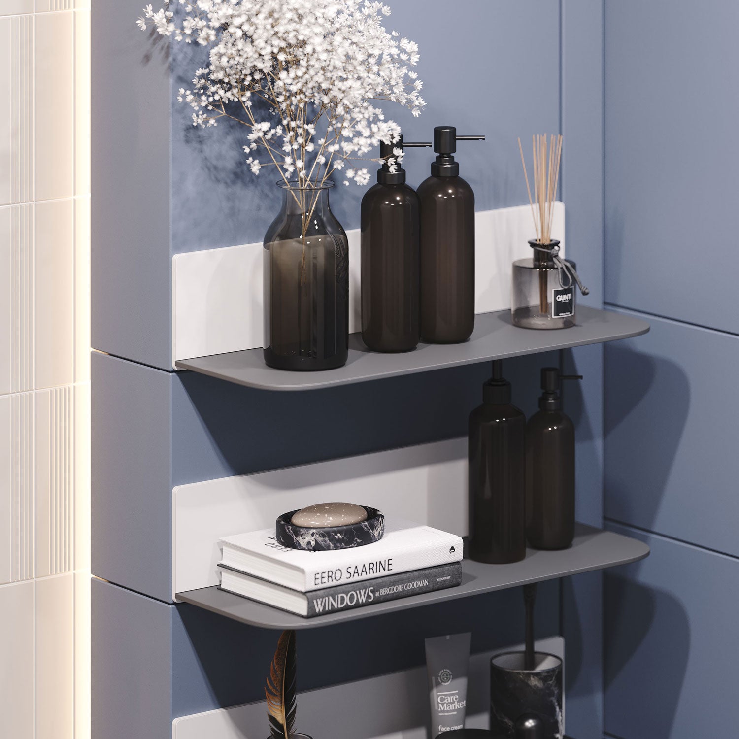 Tromso RADius FM5 Steel Floating Shelf - Modern Wall Mounted Shelves for Living Room, Bedroom, Kitchen Storage & Decor