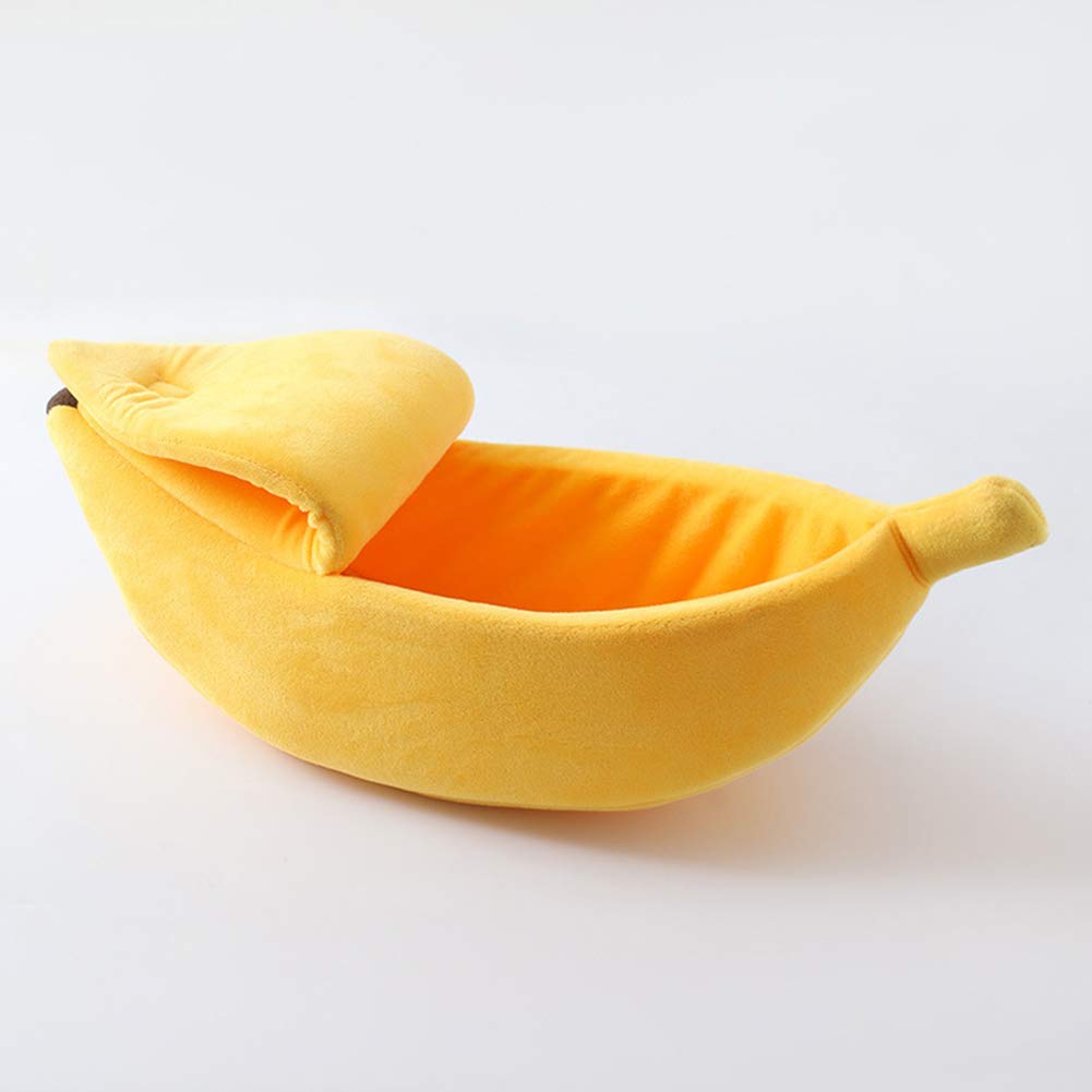Soft Banana-Shaped Cat Bed - Cozy Pet Cuddle House for Cats & Small Dogs | Cute Yellow Pet Supplies for Kittens & Puppies | Perfect for Indoor Napping & Playtime