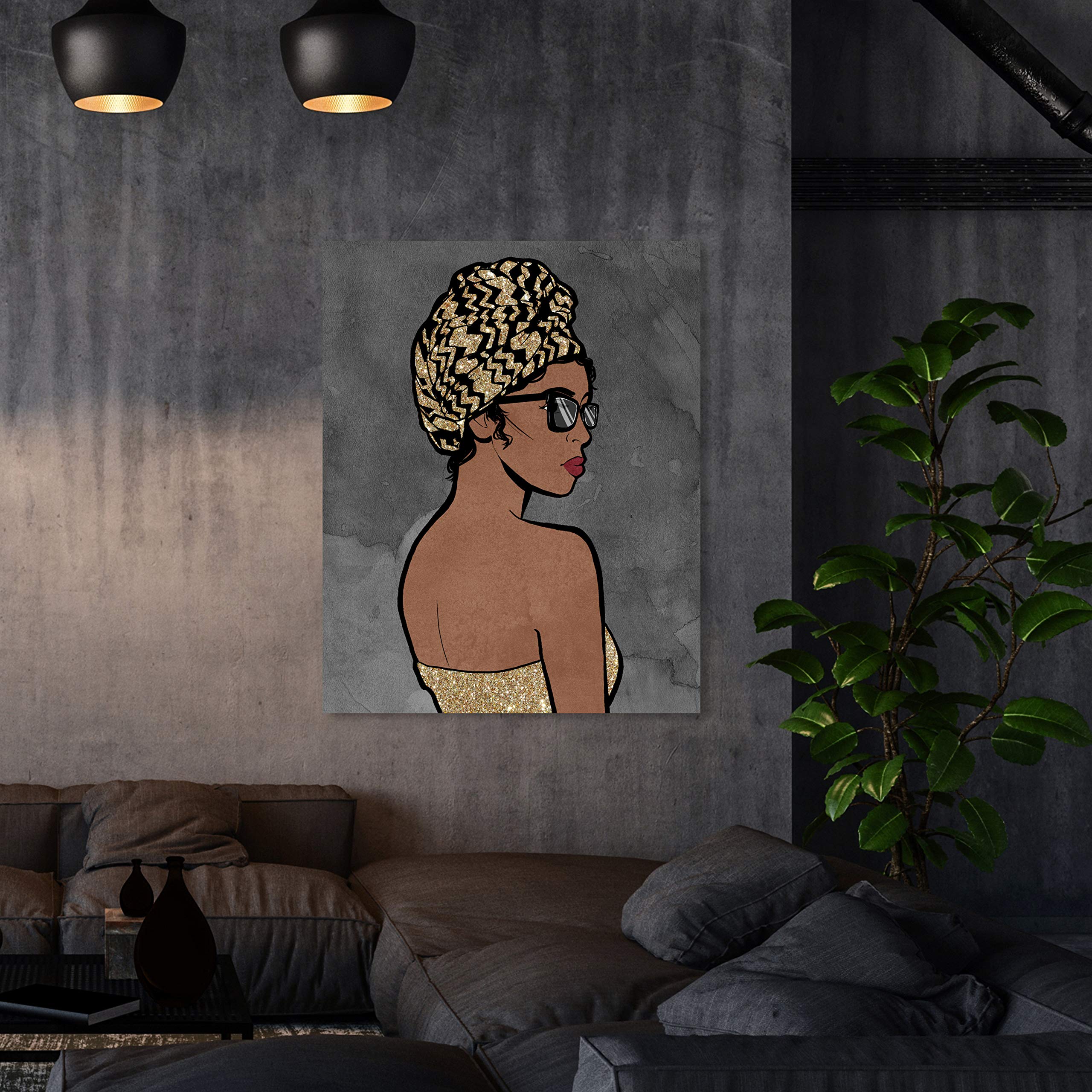 Oliver Gal Artist Co. Fashion & Glam Wall Art Canvas Print 'Wraps & Style' - 36x45 Inches Brown & Gold Home Decor - Perfect for Living Room, Bedroom & Office Wall Decor