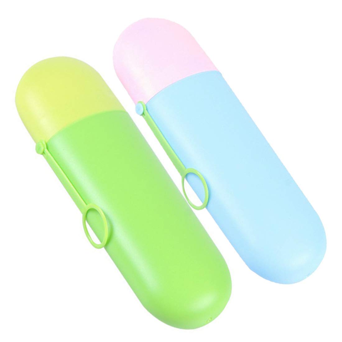 2 Pack Travel Toothbrush & Toothpaste Holder Case with Hanger - Portable Spoon & Fork Storage Container for Camping, Family Trips | Compact Dental Care Organizer for Bathroom, Gym & Outdoor Adventures