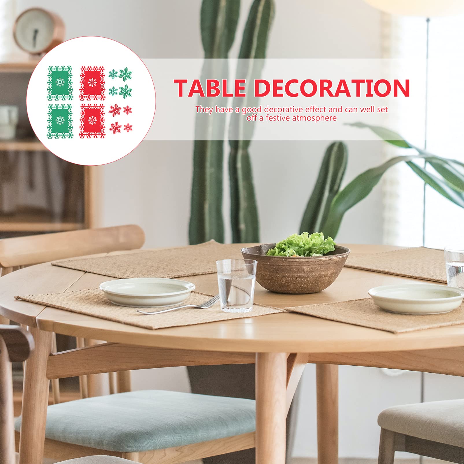 12pcs Christmas Placemats & Coasters Set - Funny Holiday Dining Table Mats, Cup Holders for Car, Coffee Coasters - Perfect for Party Decor, Tablecloth, Dining Table, Hot Pads, Trivets, Felt Tea Coasters - Great for Halloween & Christmas Celebrations