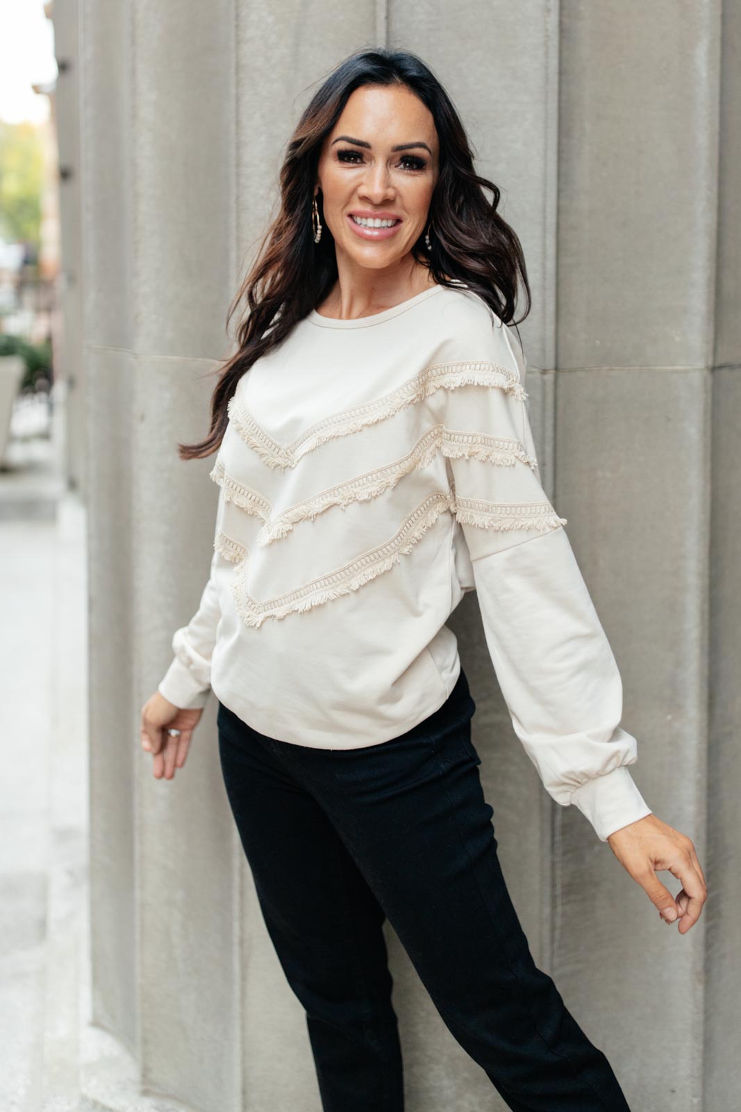 Into The Fringe Beige Top - Trendy Bohemian Blouse for Women | Perfect for Music Festivals, Beach Vacations & Casual Outings