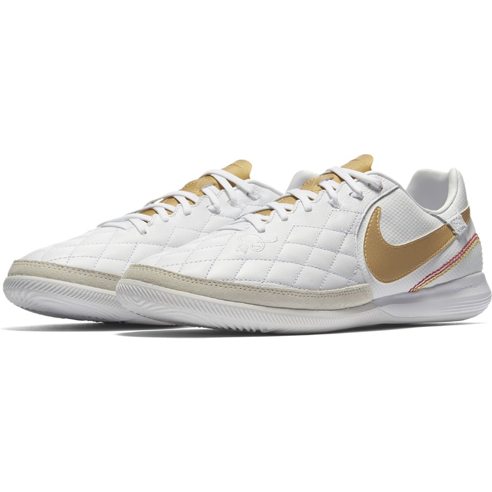 Nike Lunar LegendX 7 Pro 10R IC Indoor Soccer Shoes for Men - White/Metallic Gold - Lightweight & Breathable for Indoor Football Training & Matches