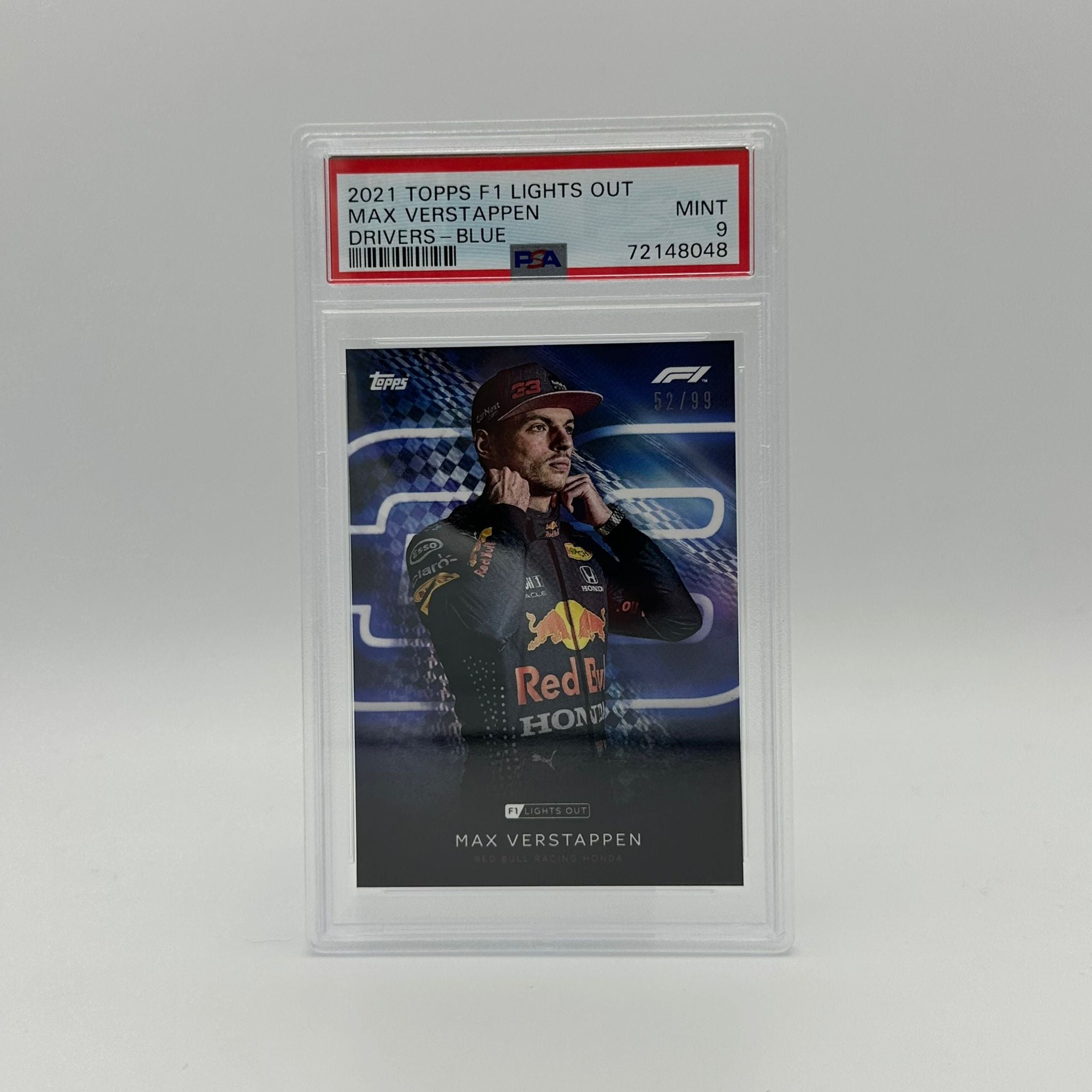 PSA 9 Graded 52/99 Max Verstappen Blue Parallel Racing Card - Perfect for F1 Collectors & Sports Memorabilia Enthusiasts