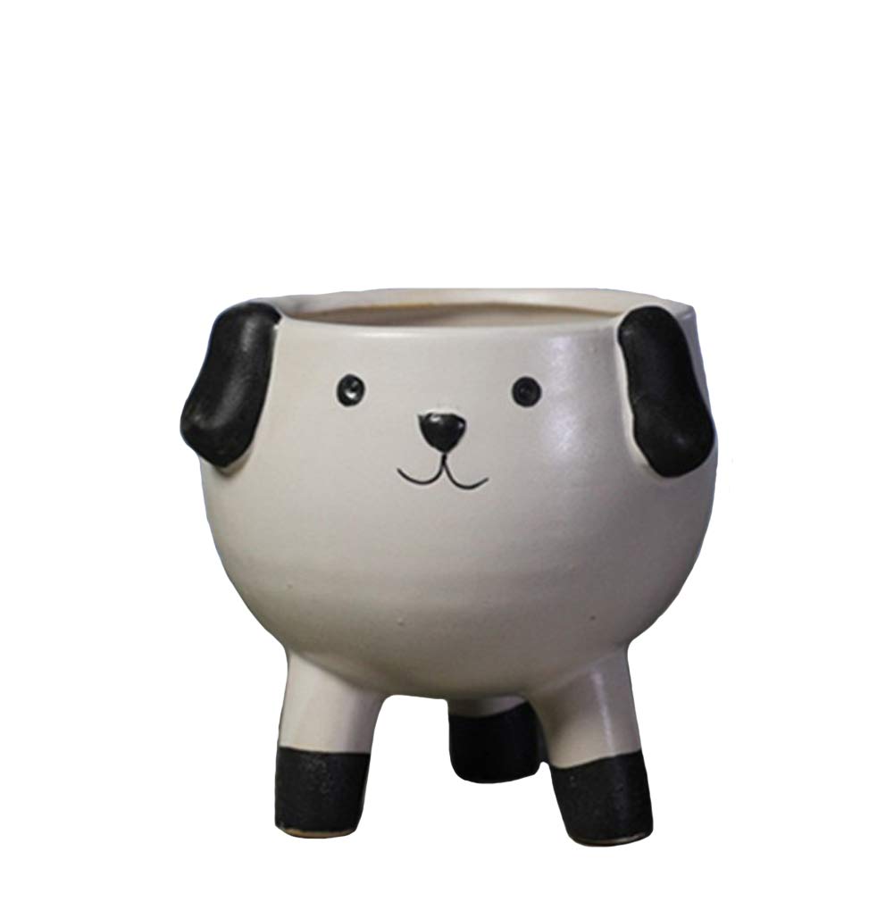 Cute Animal Flower Pot - Dog Shaped Succulent Planter Vase (Black) for Indoor Plants, Home Decor & Office Desk Accessories