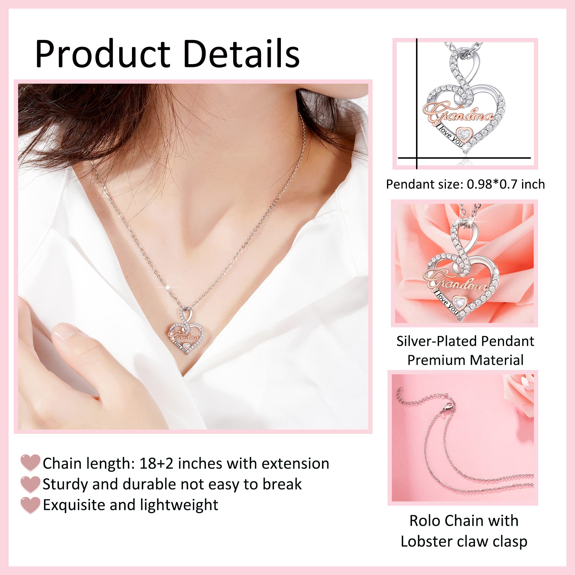 Infinity Love Heart Necklace for Women - Christmas, Birthday Gift for Grandma, Mom, Daughter | Elegant Jewelry for Special Occasions & Everyday Wear