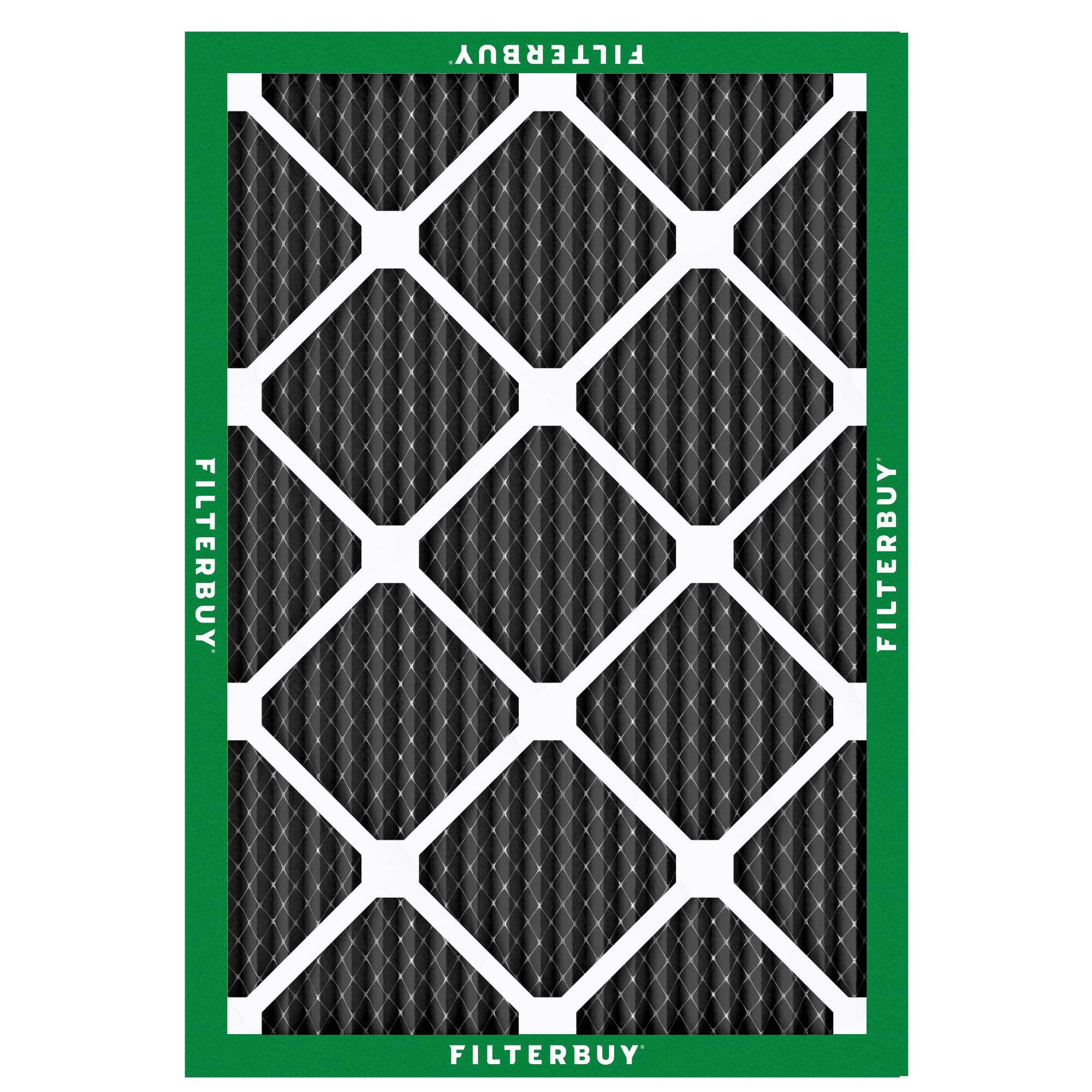 Filterbuy 20x25x1 MERV 8 Air Filter 4-Pack with Activated Carbon - Odor Eliminating HVAC Furnace AC Replacement Filters (19.5x24.5x0.75 Inches) for Home, Office & Commercial Use